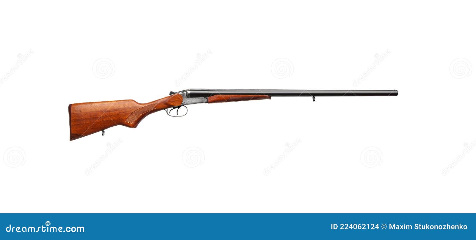 Escopeta De Caza De Doble Cañón. Armas De Caza Y Aislamiento Deportivo  Sobre Fondo Blanco. Escopeta Con Trasero De Madera Foto de archivo - Imagen  de crimen, nadie: 224062124