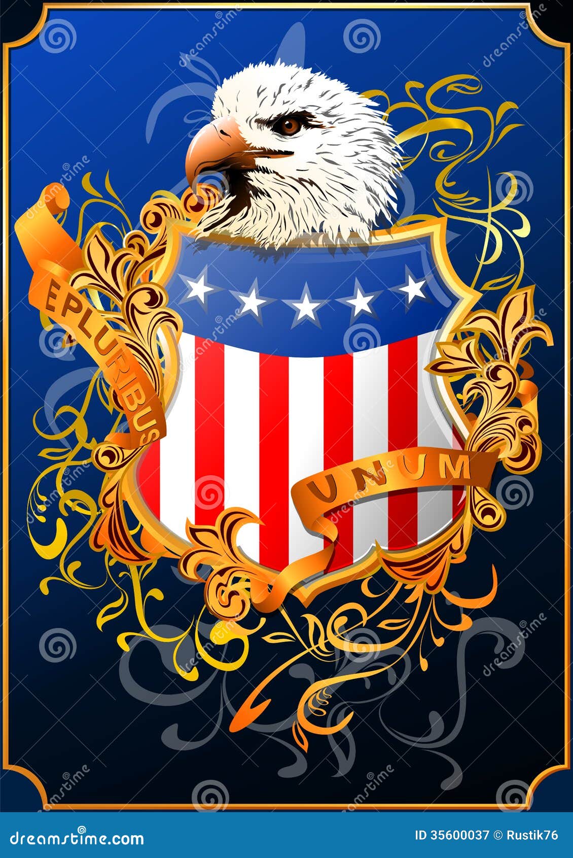 Escudo Americano Con El águila () Ilustración del Vector - Ilustración de  fuerzas, cultura: 35600037