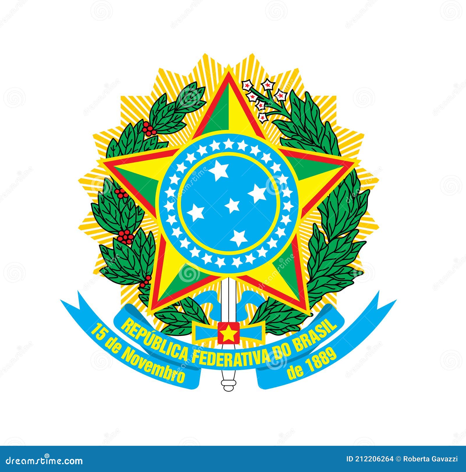 Escudo De Armas Del Estado De Brasil Stock De Ilustración Ilustración De Brazos Capa 212206264