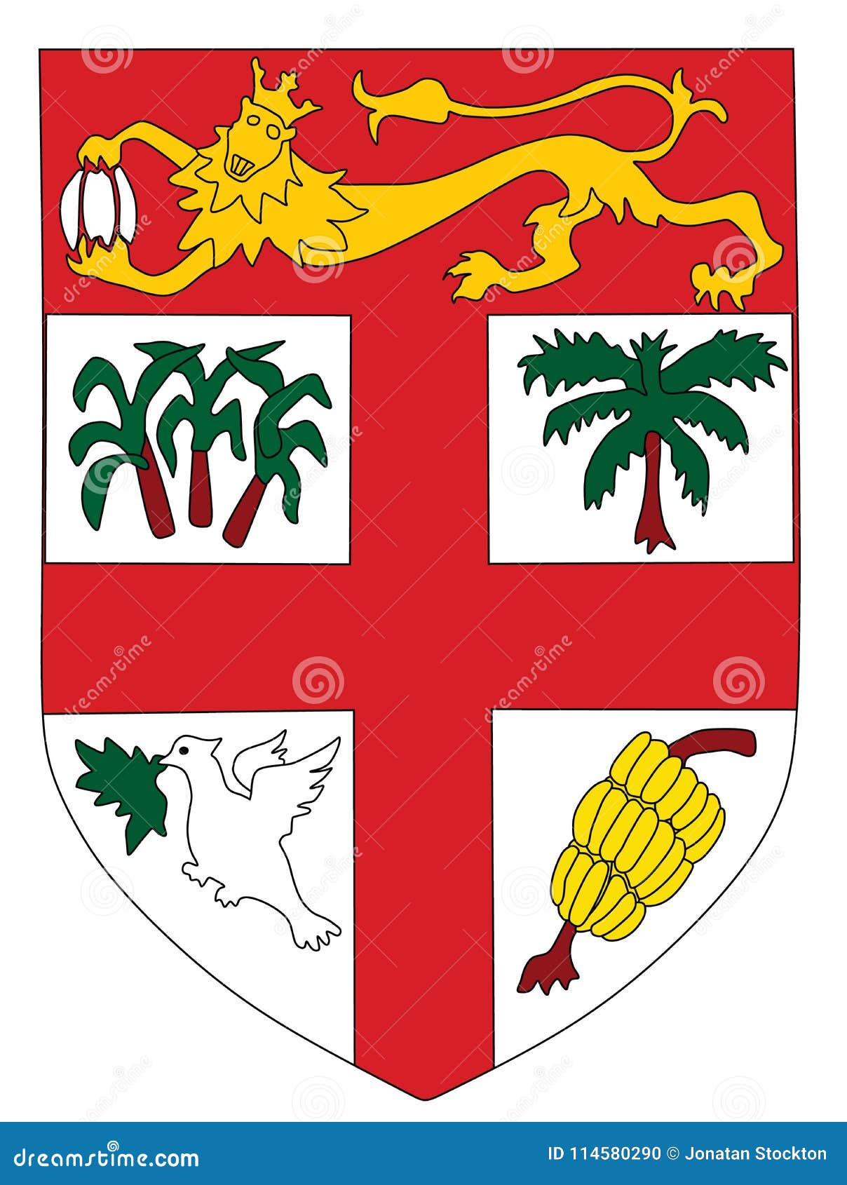 Escudo de armas de Fiji stock de ilustración. Ilustración de asta 114580290