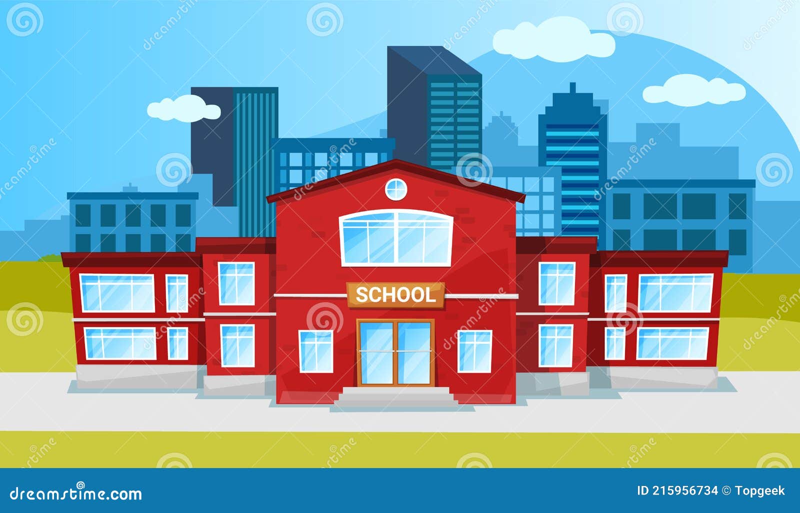 Escuela Edificio De Dos Pisos Rojo Construcción Dibujo Animado Estilo Plano. Estructura Para Niños En El Paisaje Urbano Ilustración del Vector - Ilustración de brillante, juego: 215956734 Escuela Edificio De Dos Pisos Rojo Construcción Dibujo Animado Estilo Plano. Estructura Para Niños En El Paisaje Urbano Ilustración del Vector - Ilustración de brillante, juego: 215956734