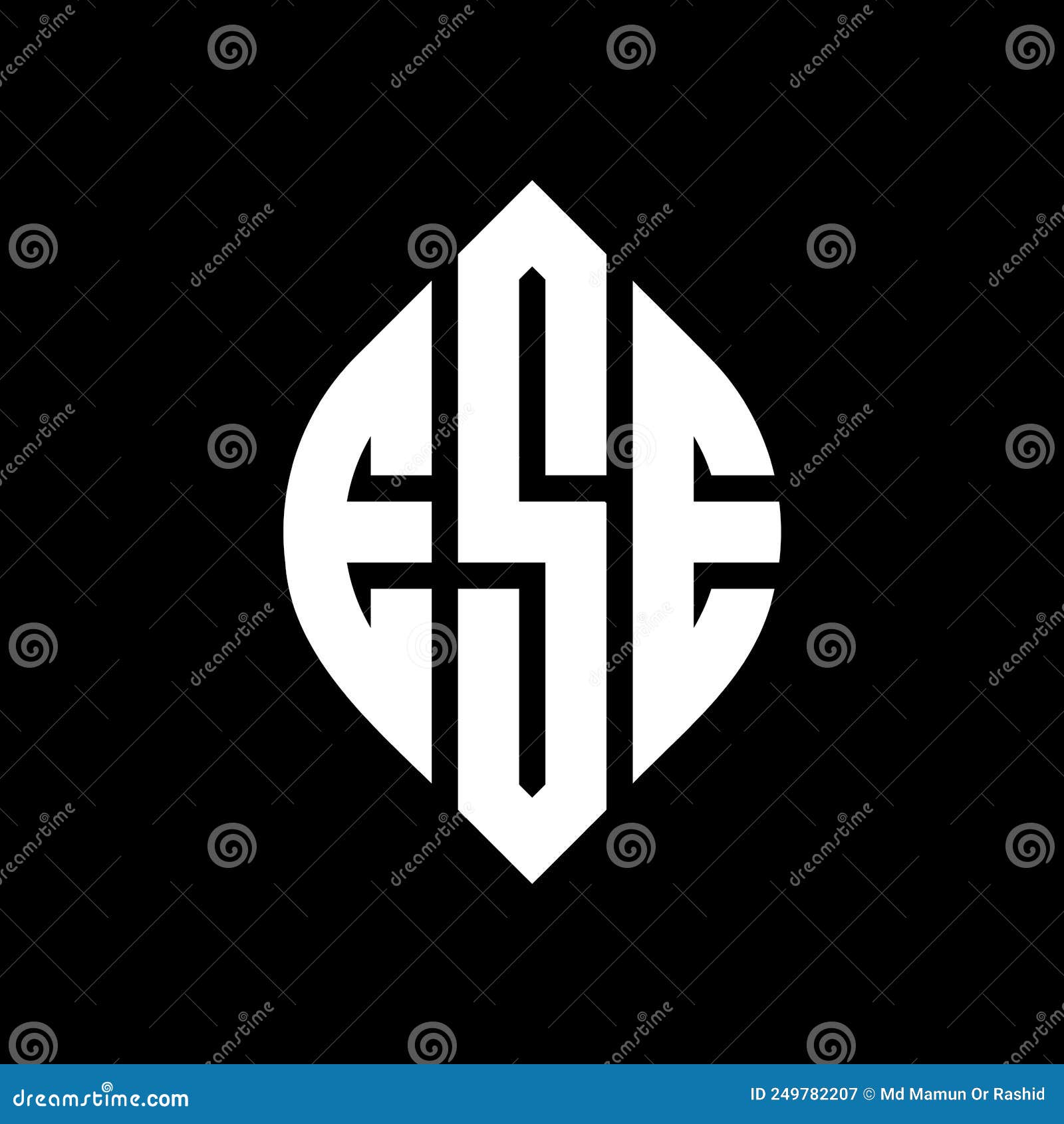 ese circle letter logo  with circle and ellipse . ese ellipse letters with typographic style. the three initials form a