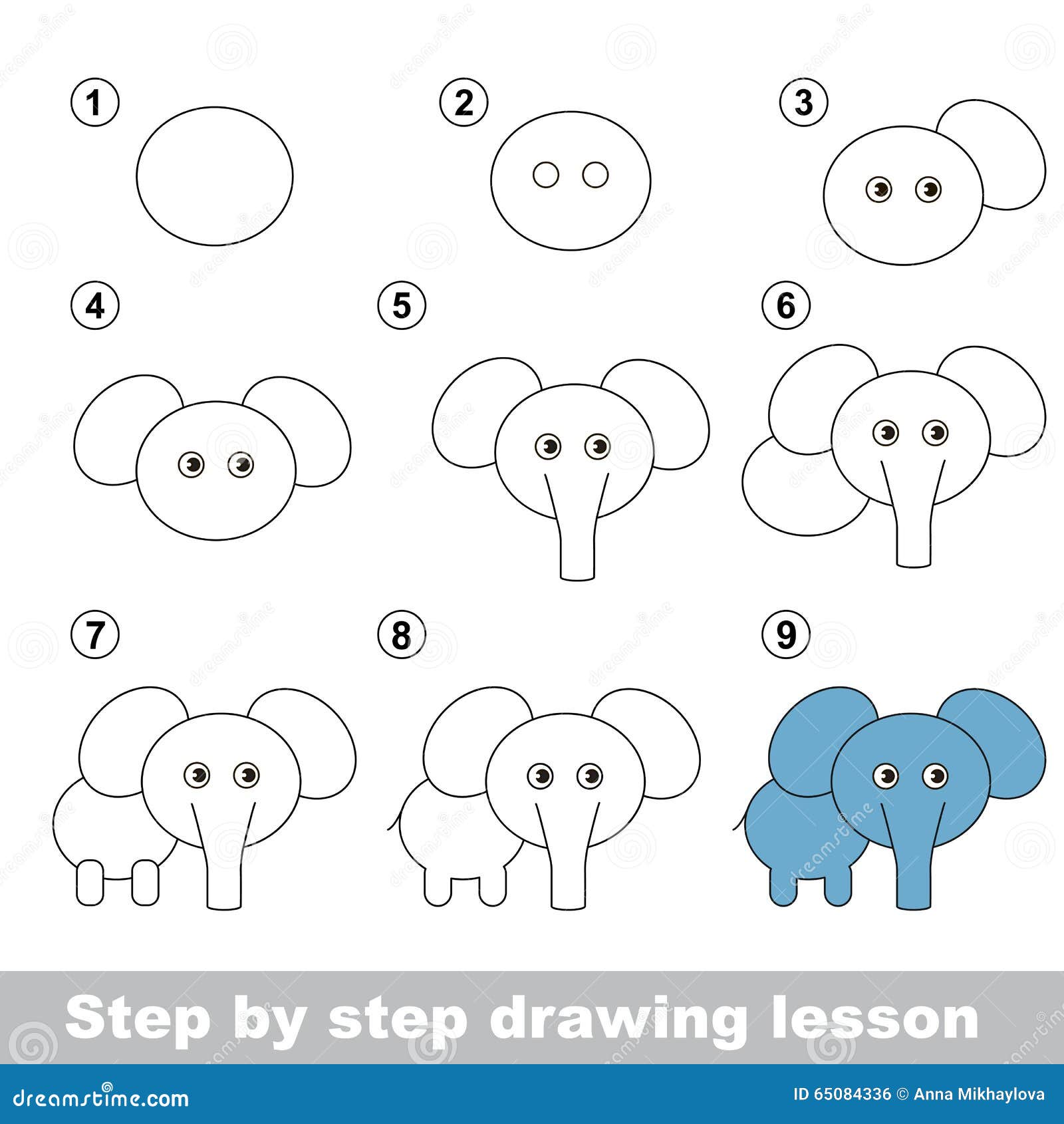 Esercitazione Del Disegno Come Disegnare Un Elefante Illustrazione Vettoriale Illustrazione Di Bambino Preschool