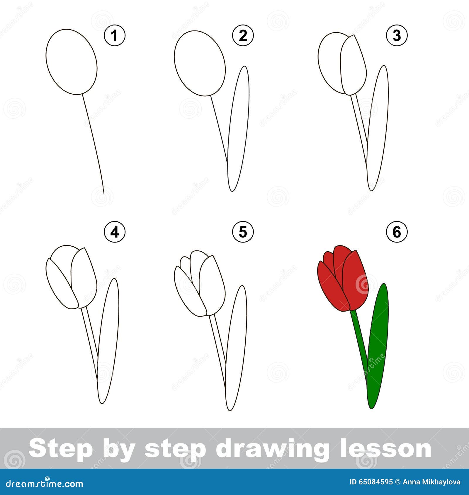 Esercitazione Del Disegno Come Disegnare Un Tulipano Illustrazione Vettoriale Illustrazione Di Pasqua Bordo