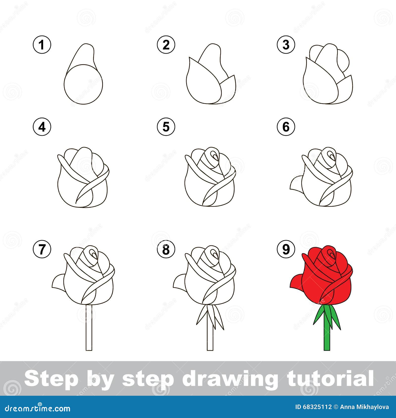 Esercitazione Del Disegno Come Disegnare Una Rosa Illustrazione Vettoriale Illustrazione Di Stagione Pianta