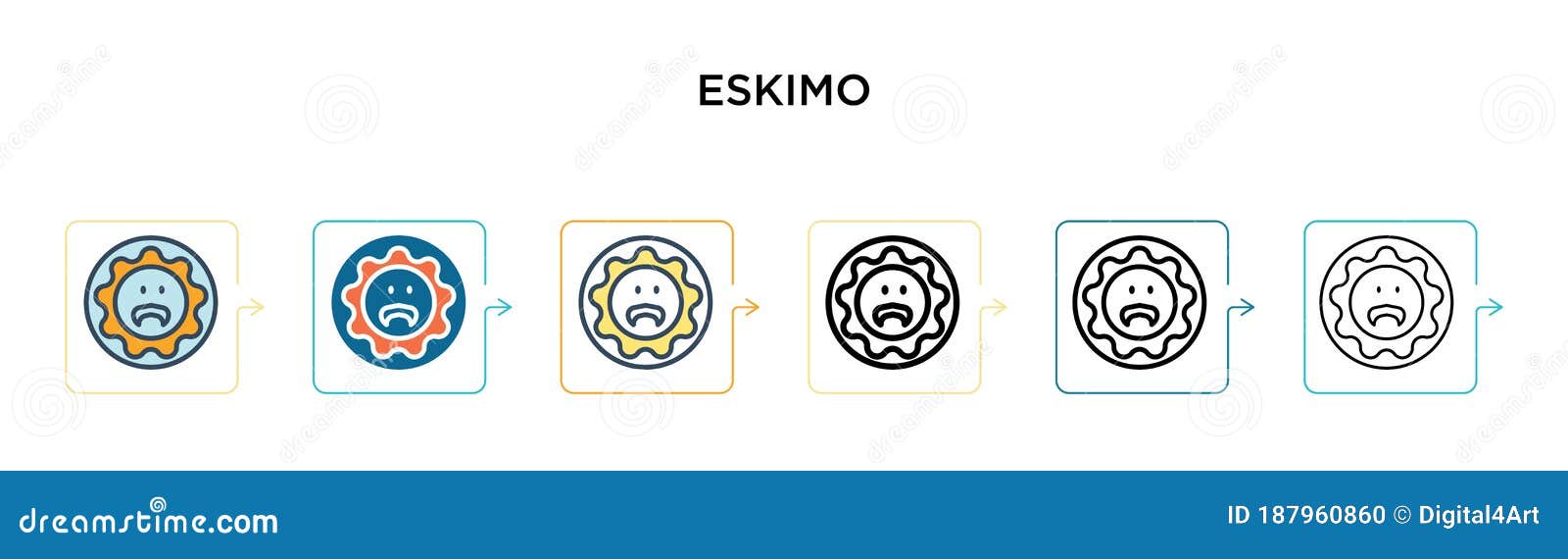 Eskimo Vector Icon in 6 Different Modern Styles. Black, Two Colored