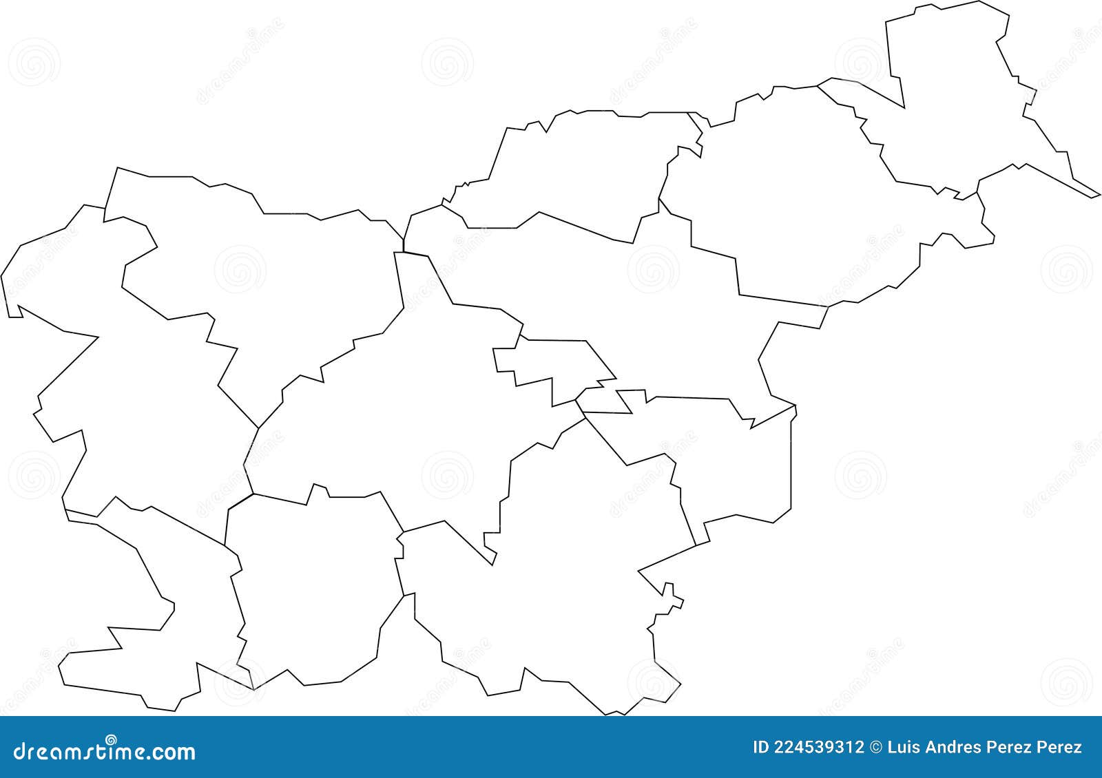 map of eslovenia to study colorless with outline