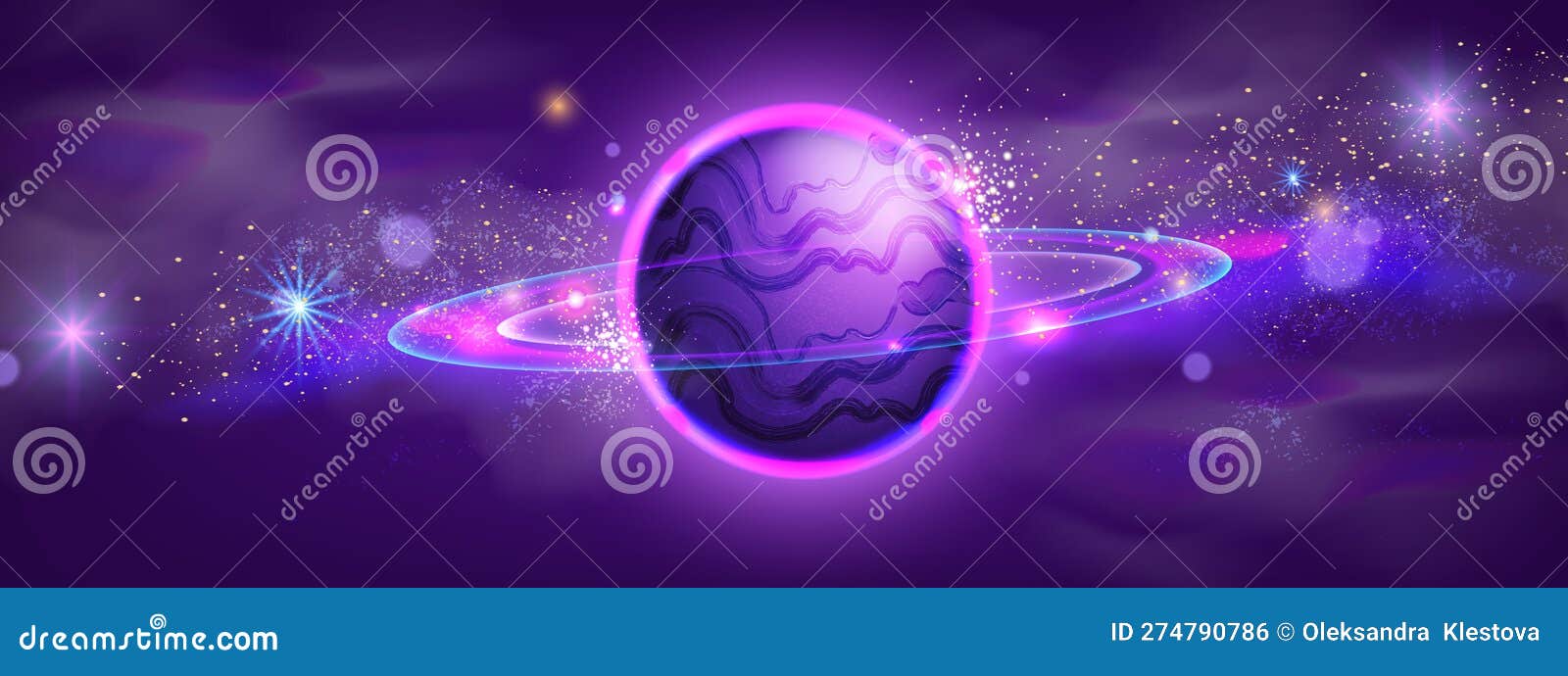 Espaço No Jogo Planeta De Fundo Desenho Animado Neon Roxo Galáxia