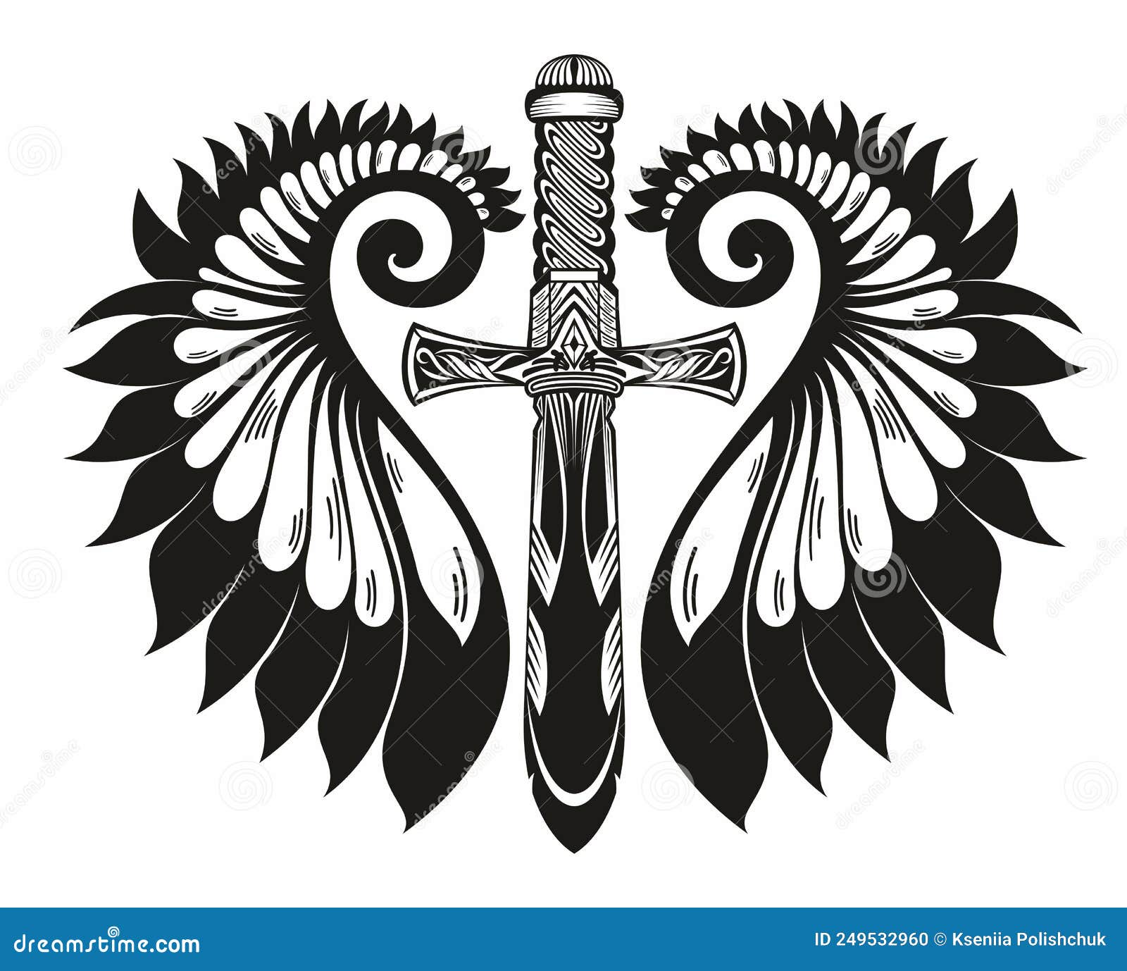 Espada Decorativa De Tatuaje Con Alas Silueta Vectorial Negra Para Ilustración Logovectorial Ilustración del Vector - Ilustración de espada, diablo: 249532960