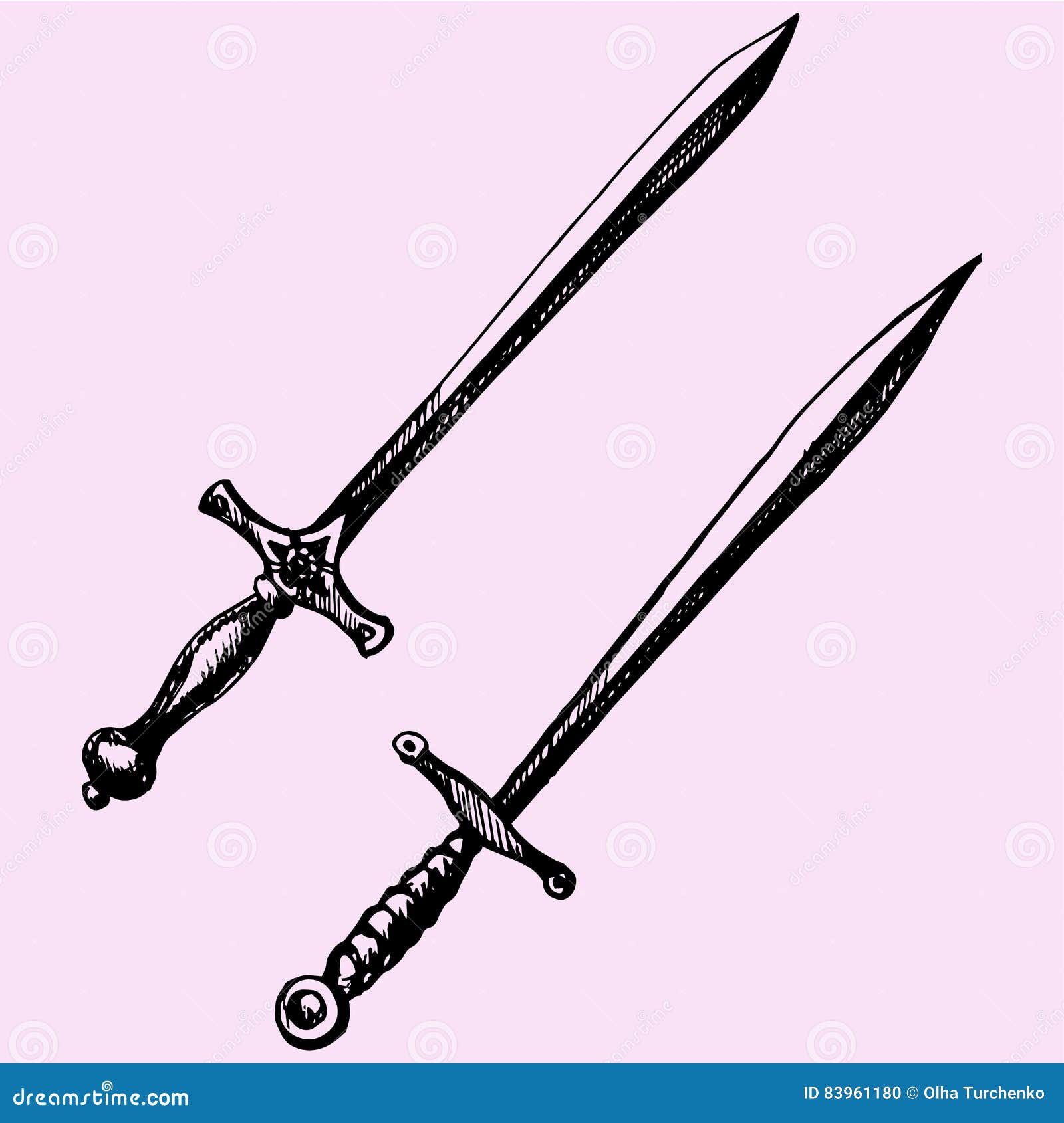 Espada medieval ilustración del vector. Ilustración de garabato - 83961180