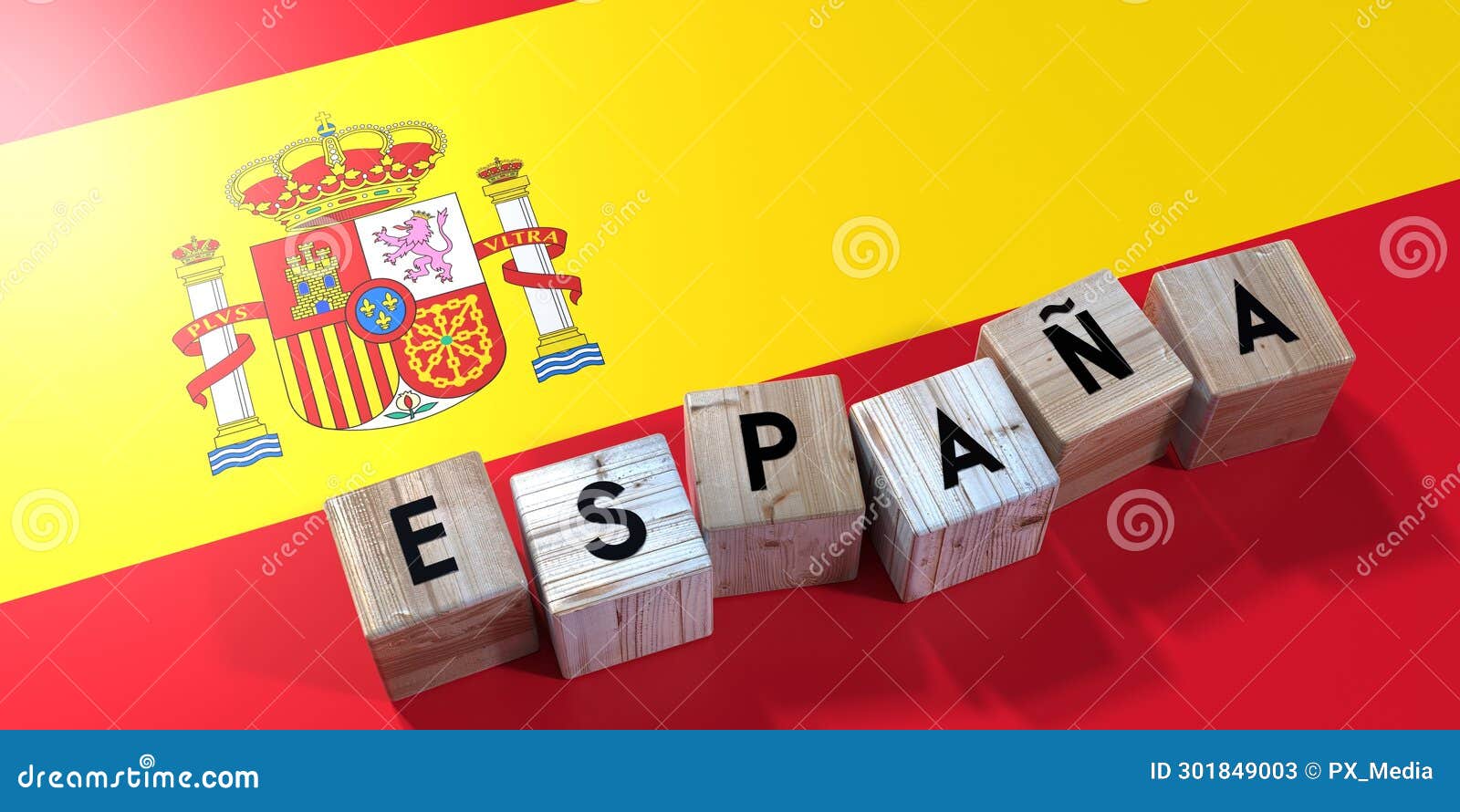 espania - spain - wooden cubes and country flag
