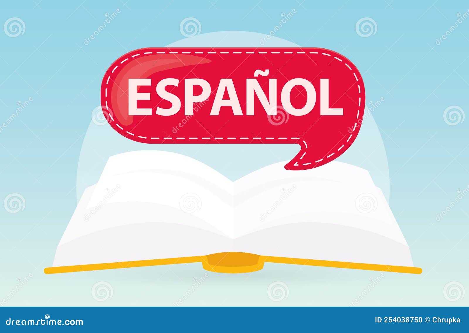 Espanol Spanish Language Written on Speech Bubble Over Open Book