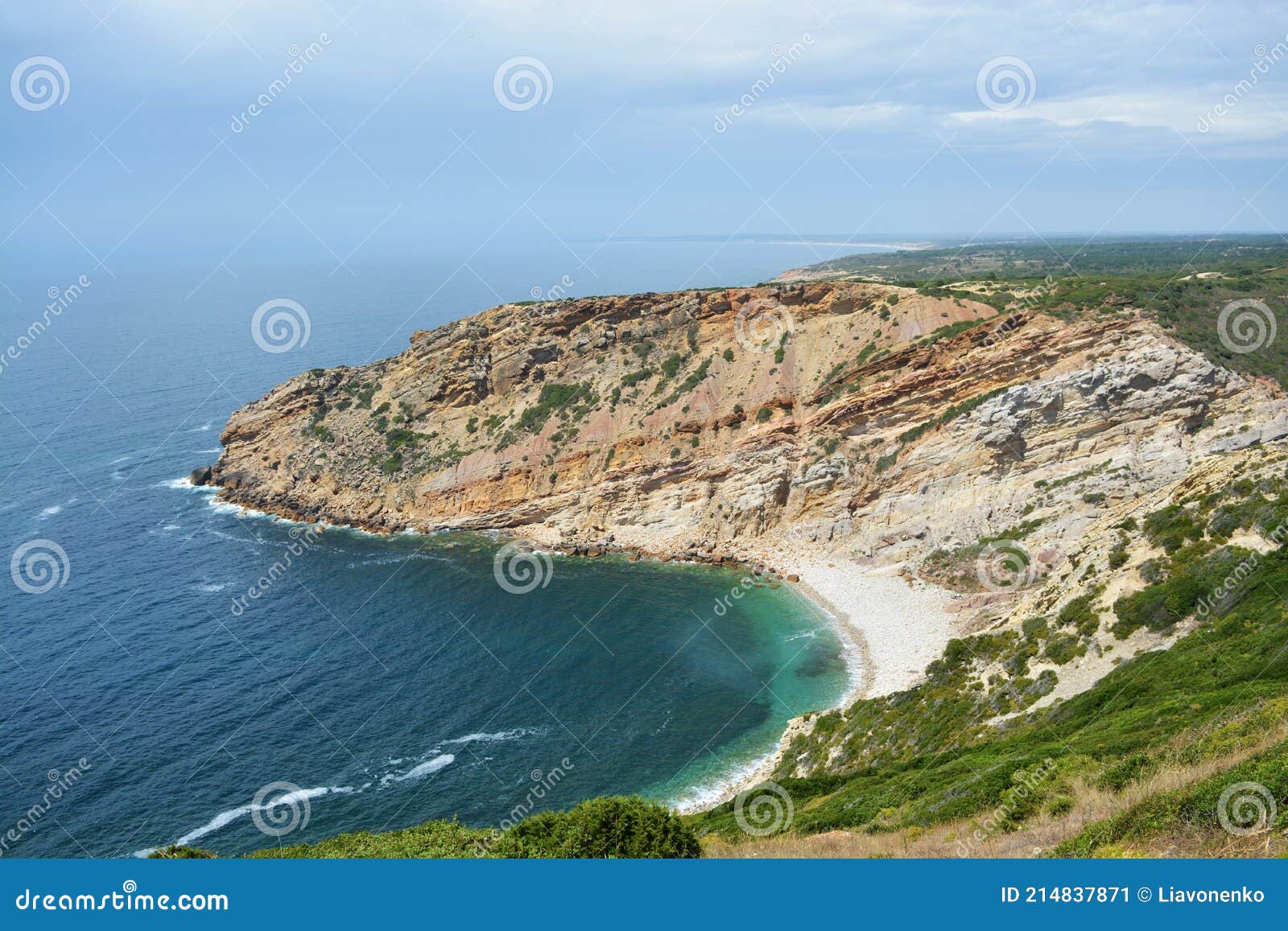 especial cape. portugal. atlantic ocean beach. blue sky. clouds. waves. wonderful bright light travel. beautiful view. landscape.