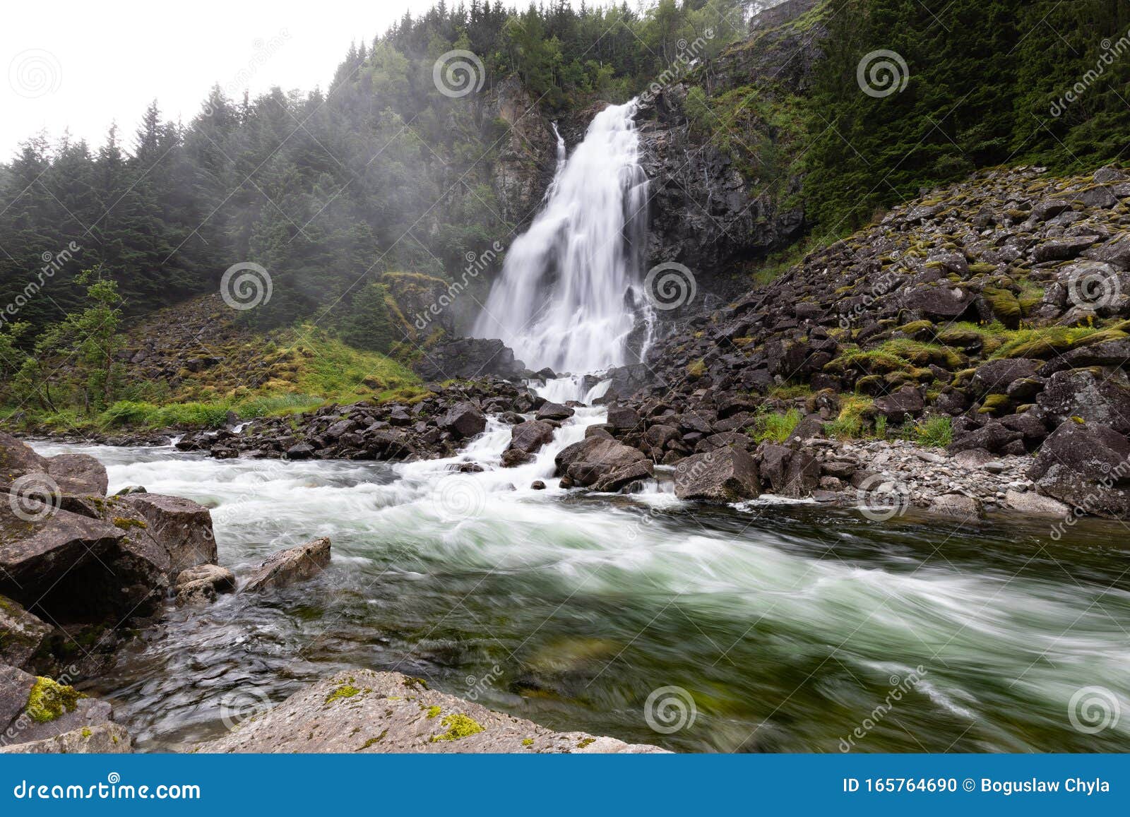 espelandsfossen - one of the biggest waterfalls in norway, scandinavia, europe