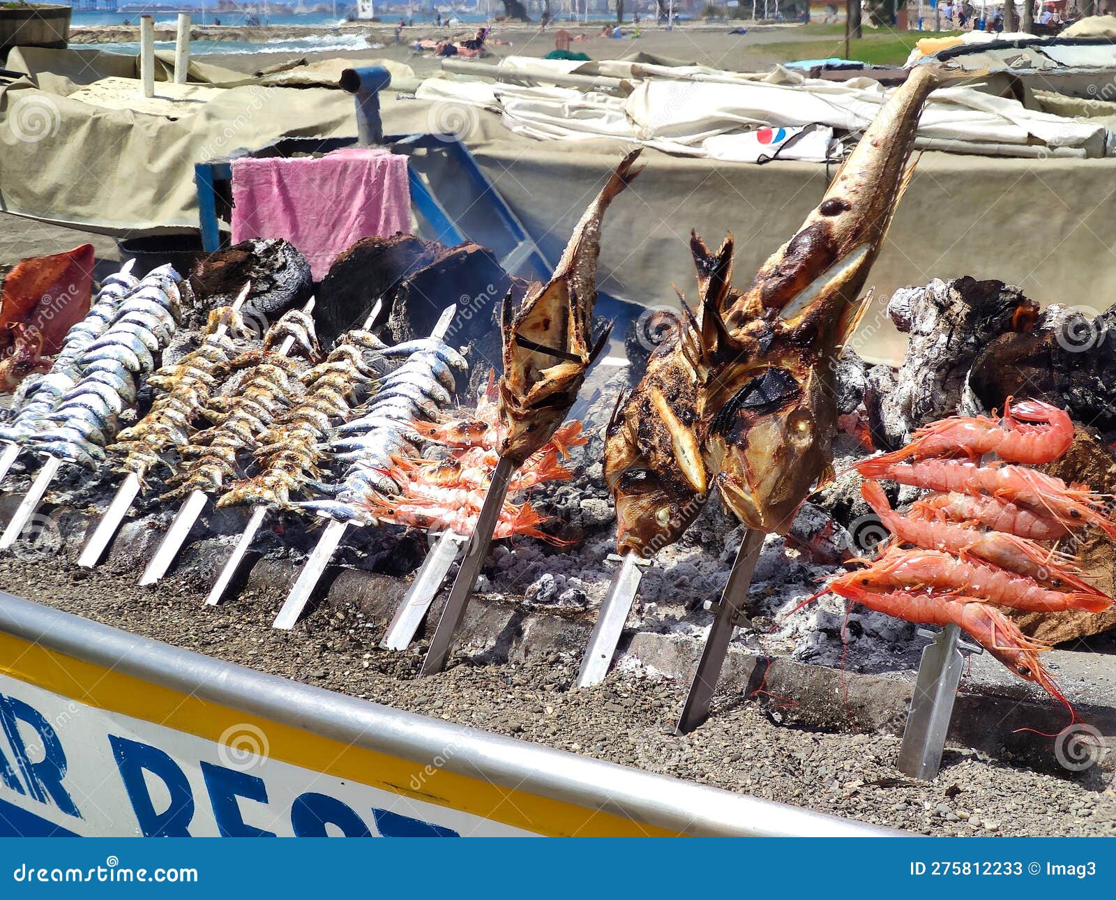 Espetos , Grilled Fish in Malagueta Beach, Malaga, Andalusia