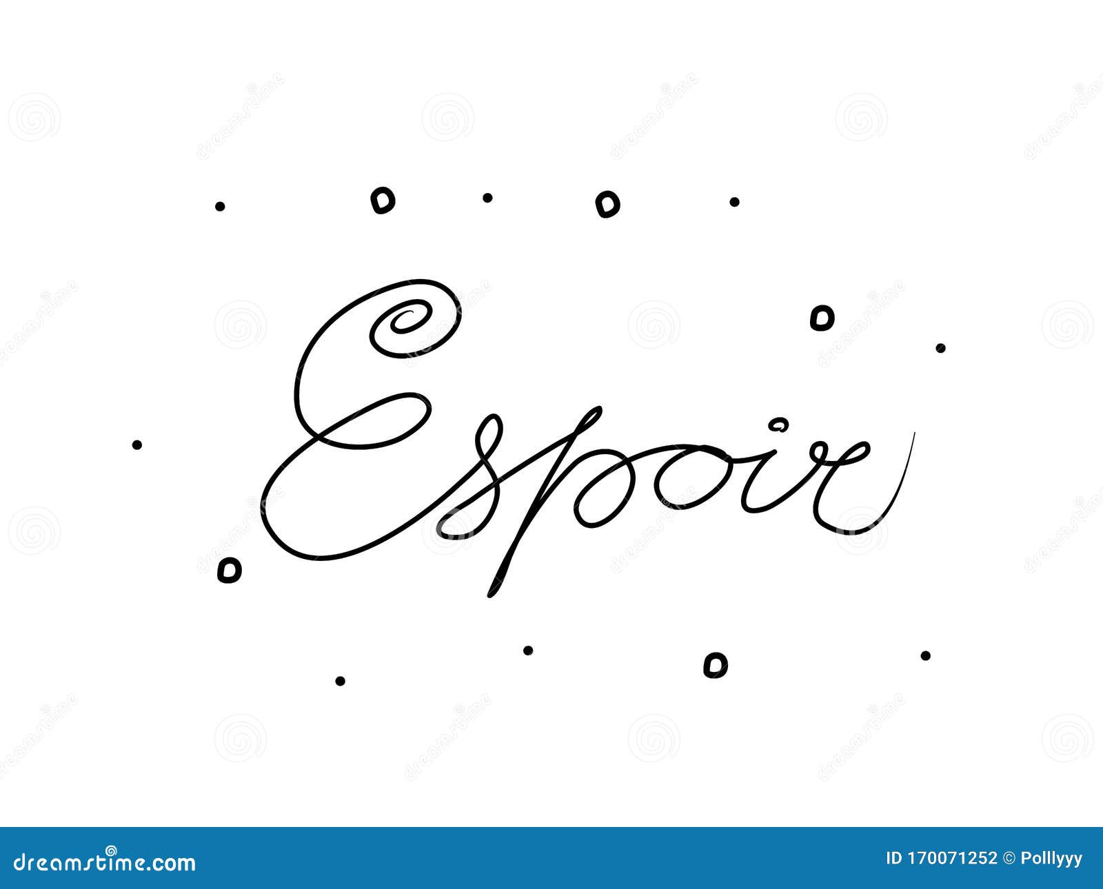 espoir phrase handwritten with a calligraphy brush. hope in french. modern brush calligraphy.  word black