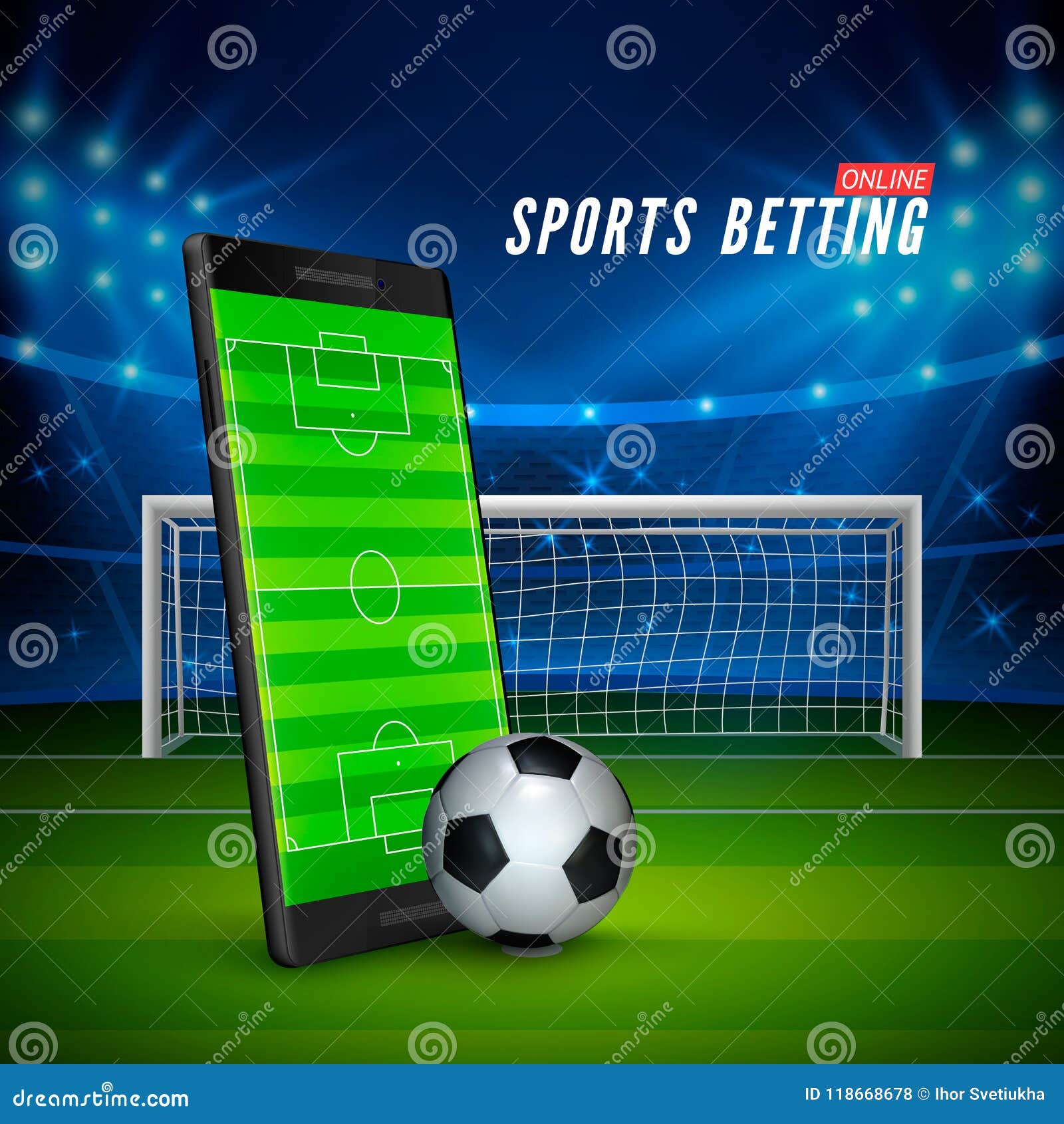 Esporte Que Aposta Em Linha Telefone Celular Com Campo De Futebol Na Bola  Do Futebol Da Tela E Do Realistik Na Parte Dianteira Es Ilustração do Vetor  - Ilustração de jogo, tela