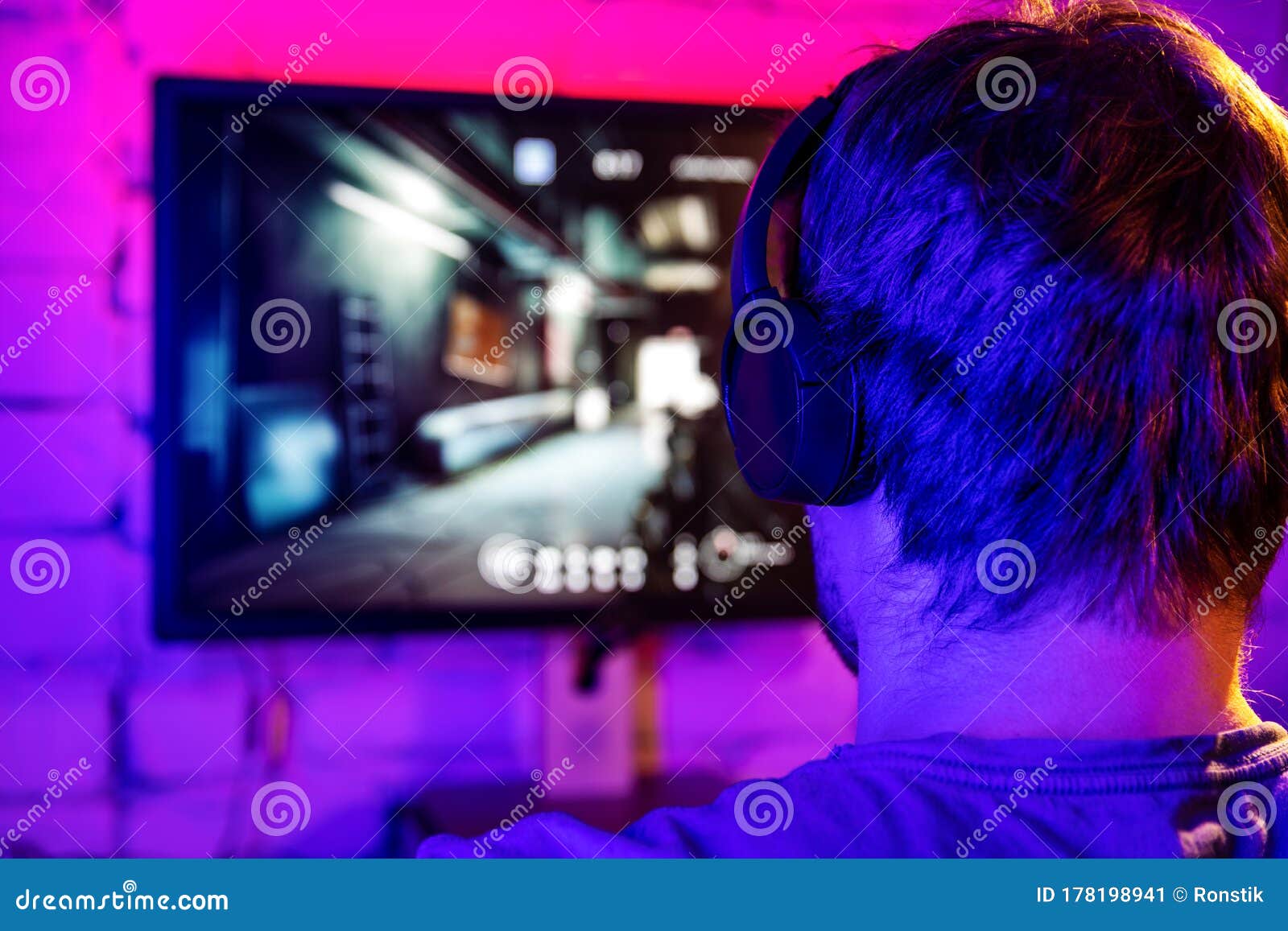 Excited Girl Gamer Sitting at the Table, Playing Online Games Stock Image -  Image of headset, esports: 136171701