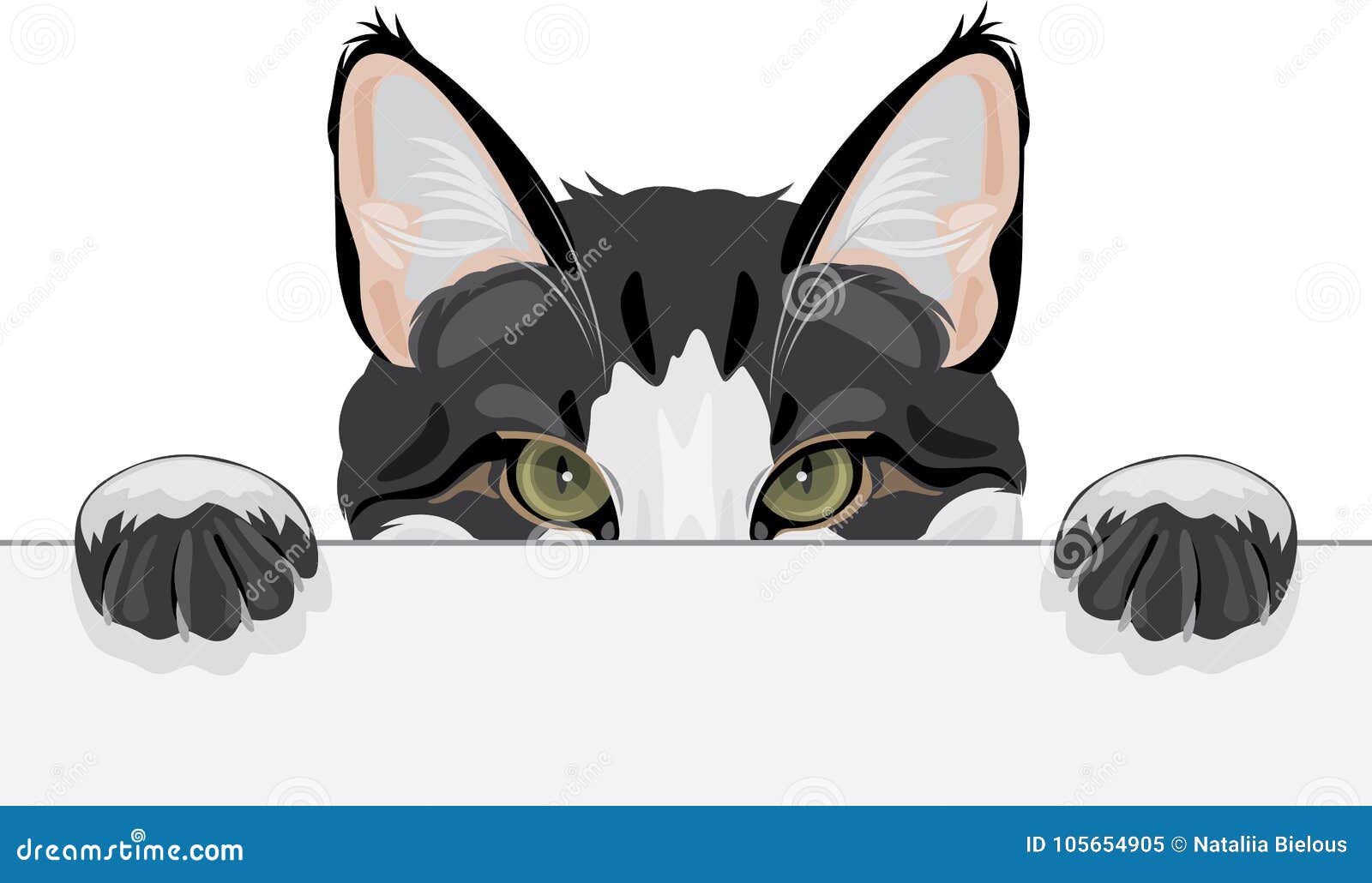 Espreitando fundo gato curioso — Ilustração de Stock