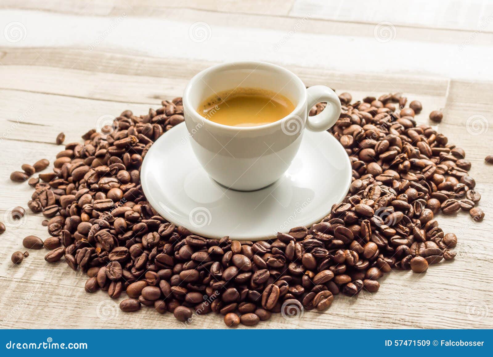 Espresso Coffe with Beans on Wooden Tables Stock Image Image of aroma