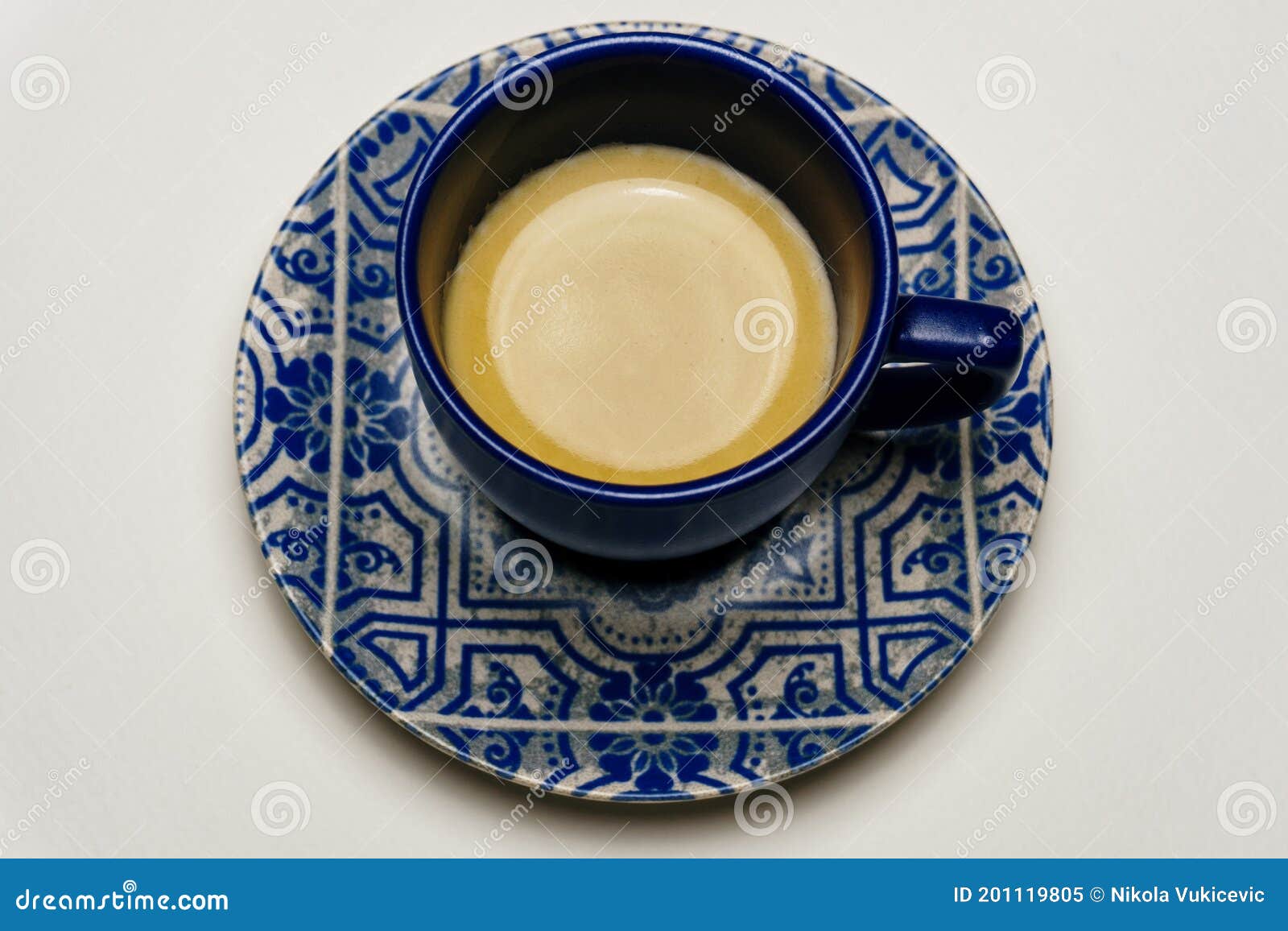 Espresso Coffee in a Blue Espresso Cup Stock Image Image of bright
