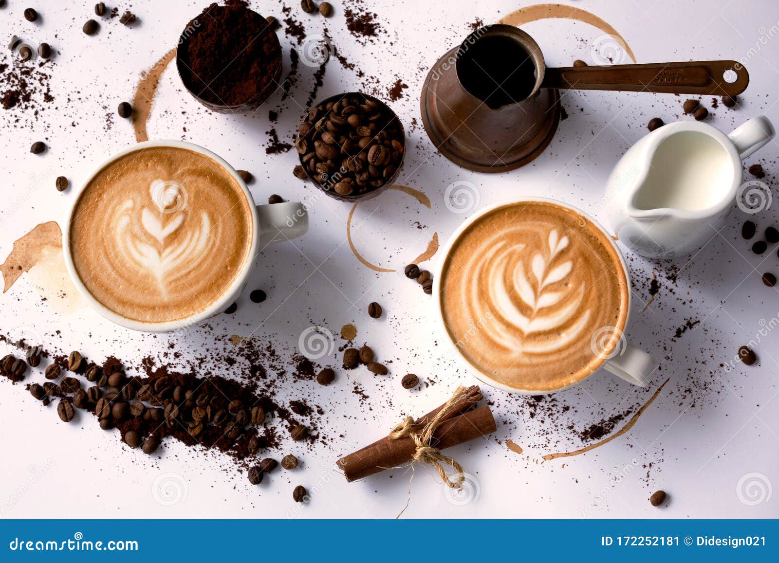 Espresso Coffee with Latte Art Design Stock Image - Image of barista