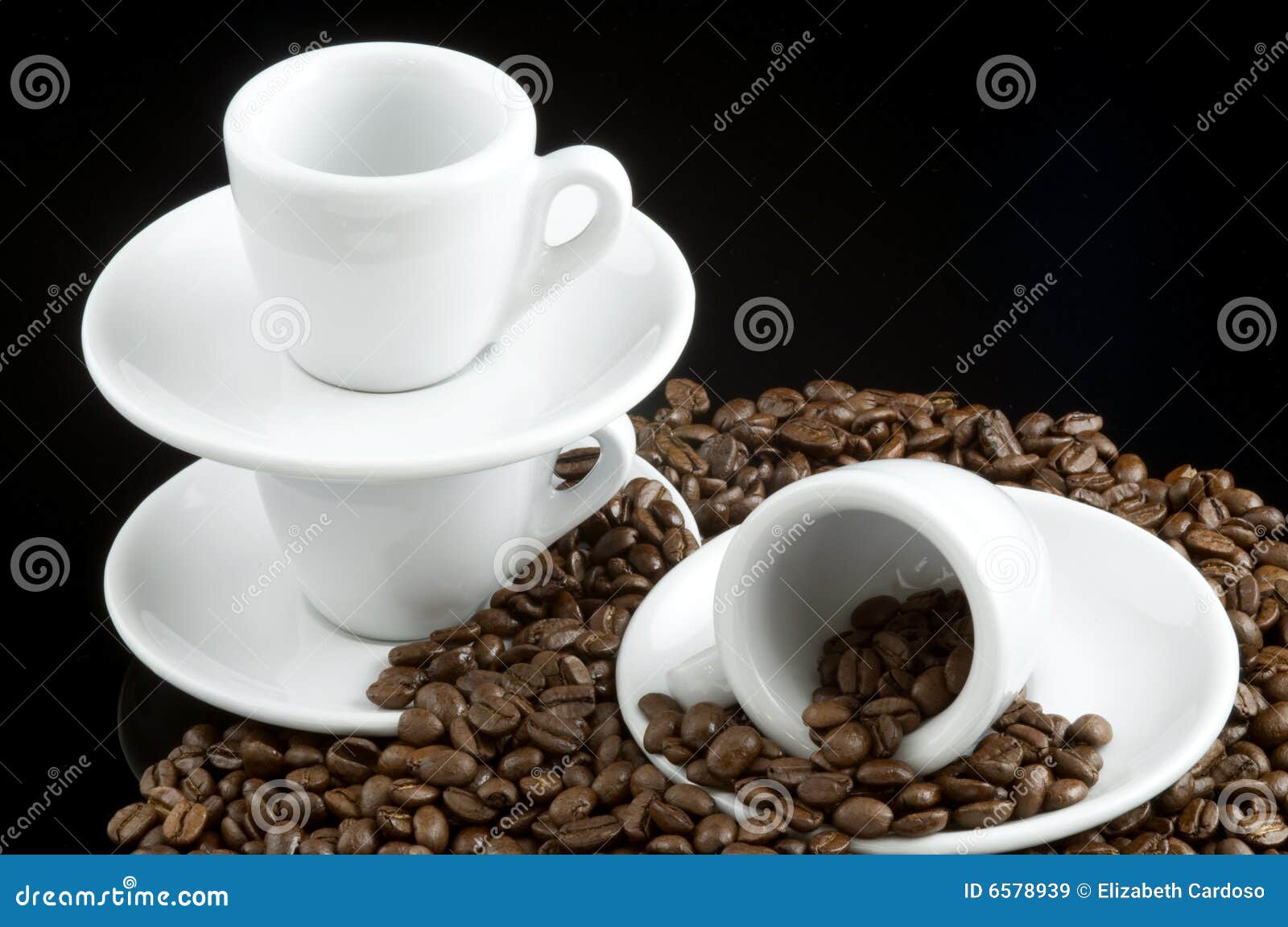 Espresso Cups On Coffee Beans Stock Image Image of bean, fallen 6578939