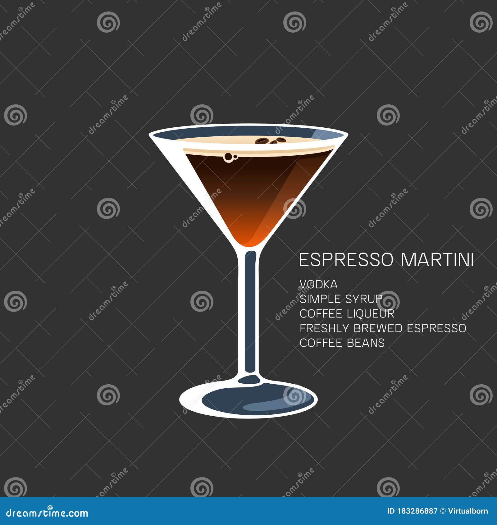 espresso martini alcohol coffee beans cocktail  