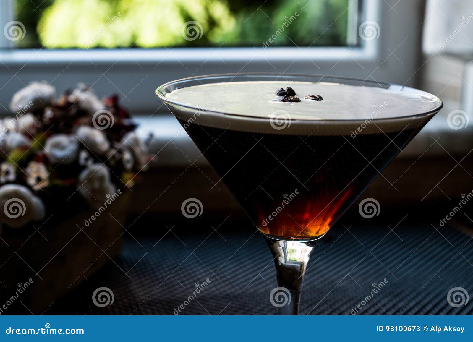 Espresso Martini Cocktail with Coffee Beans. Stock Image Image of