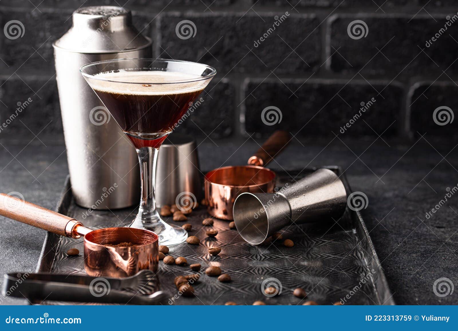 Espresso Martini Cocktails with Coffee Beans Stock Image Image of