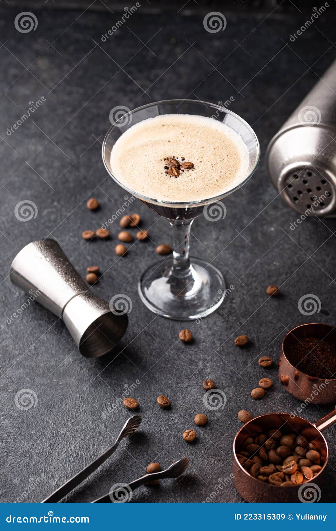 Espresso Martini Cocktails with Coffee Beans Stock Image Image of