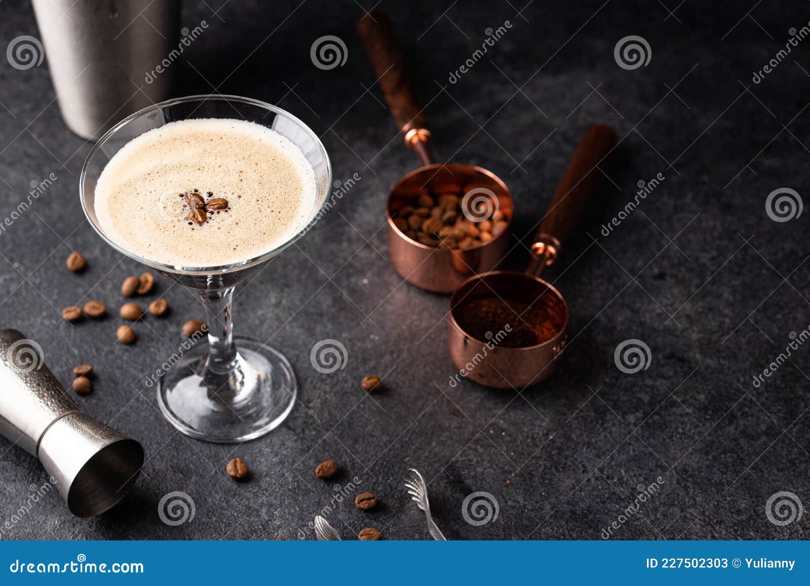 Espresso Martini Cocktails with Coffee Beans Stock Image Image of