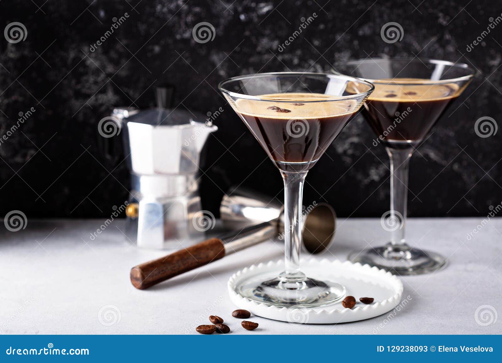 Espresso Martini, Trendy Alcoholic Cocktail With Vodka, Coffee Liqueur