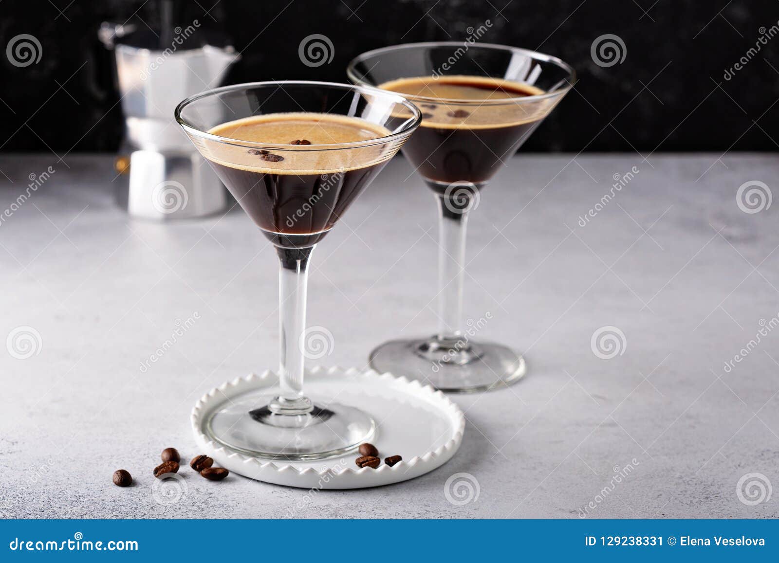 Espresso Martini in Two Glasses Stock Image Image of foam, espresso