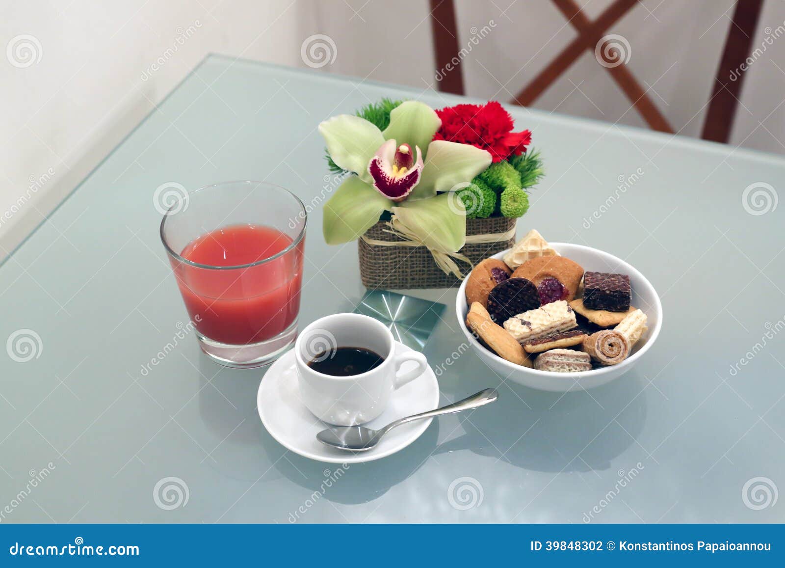 Espresso, Pastries and Juice Stock Photo Image of coffee, concepts