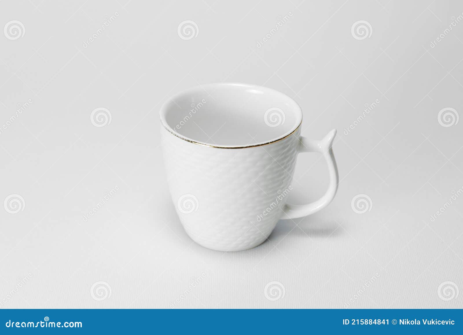 Espresso White Cup Isolated on White Background. Focus on Lips Part