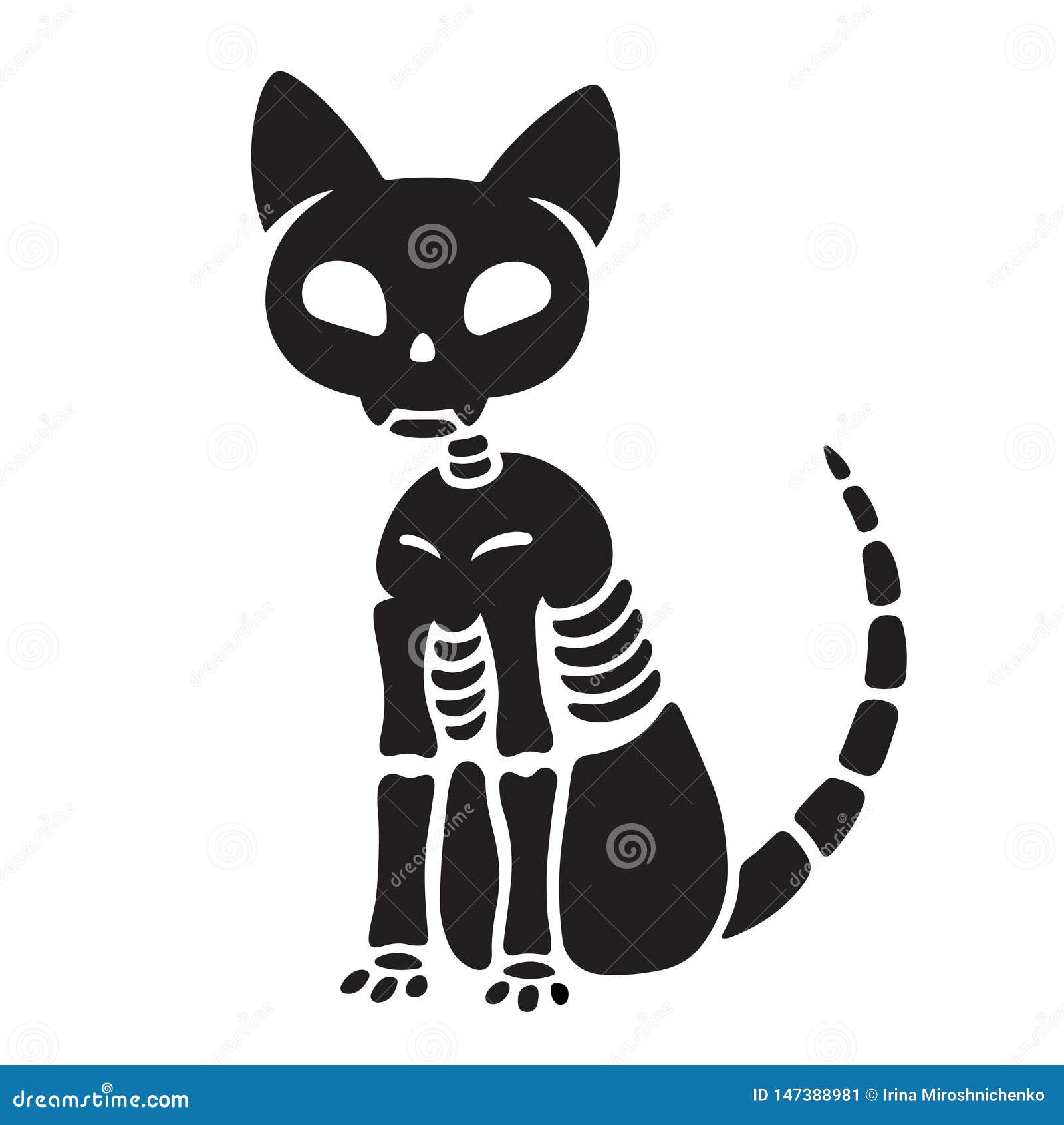 Esqueleto Del Gato De Halloween Ilustración del Vector - Ilustración de  negro, bosquejo: 147388981
