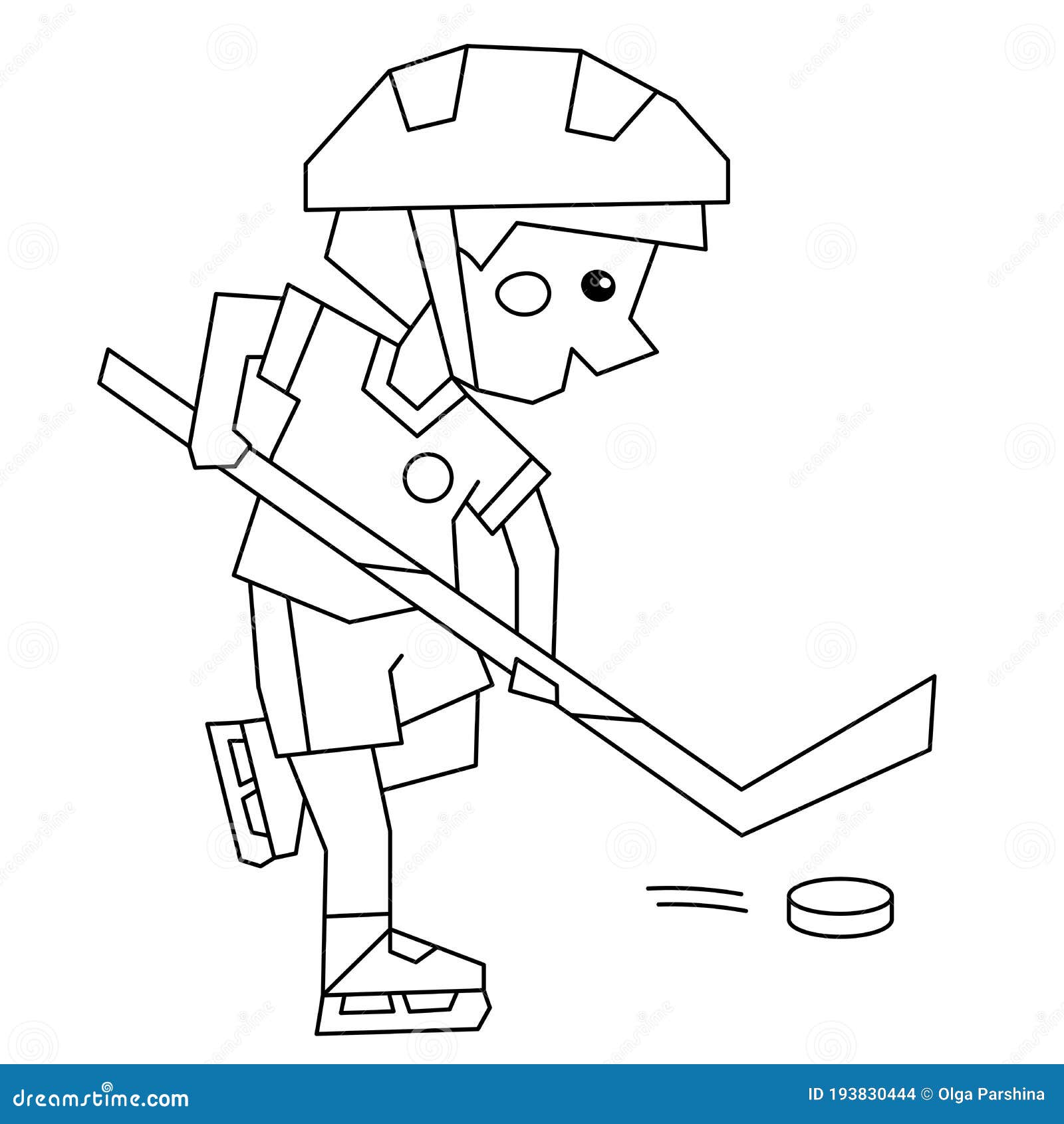 Esquema De Página De Color Del Niño De Caricatura Jugando Hockey. Libro De  Colorear Para Niños Ilustración del Vector - Ilustración de libro,  exterior: 193830444