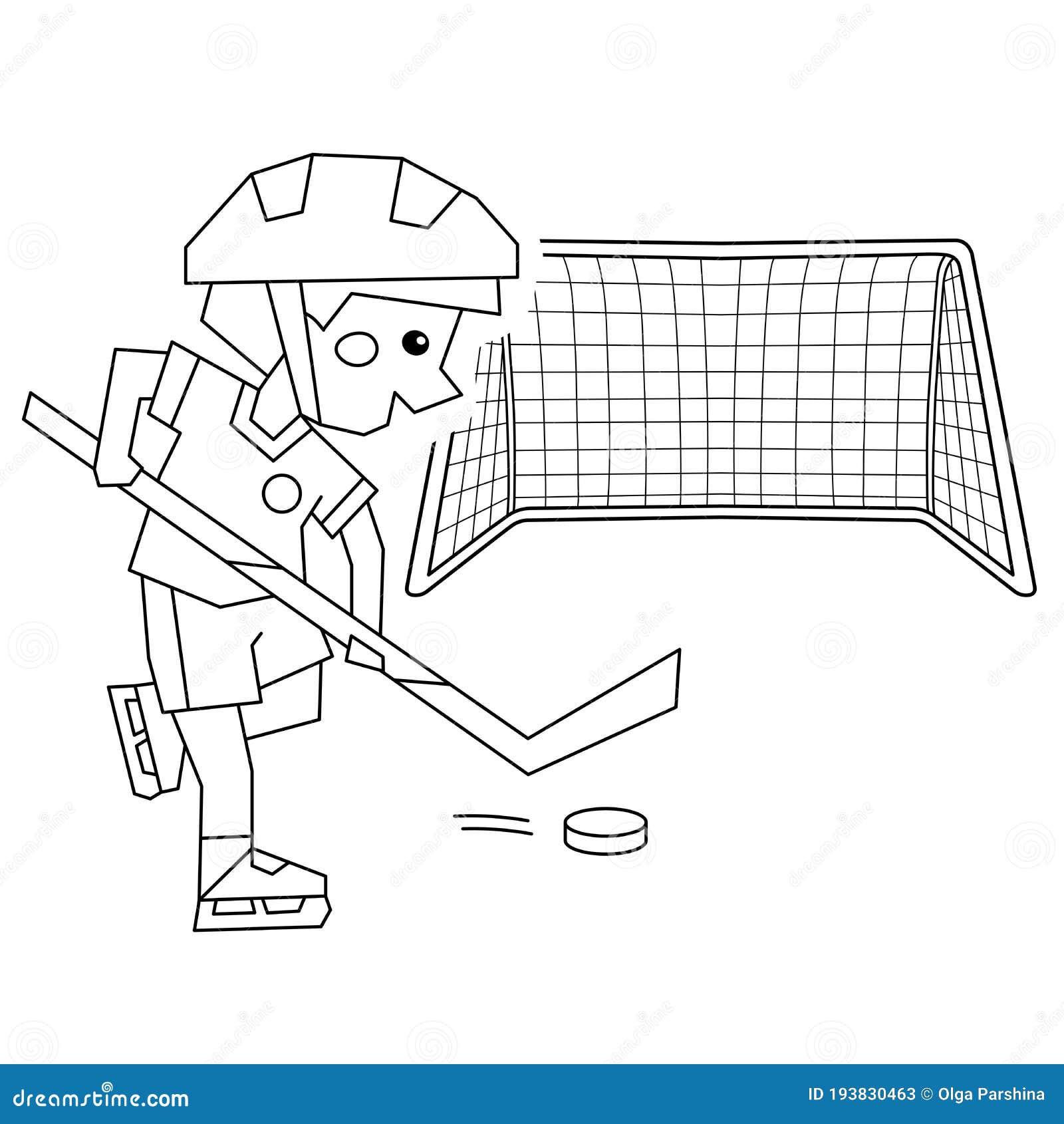 Esquema De Página De Color Del Niño De Caricatura Jugando Hockey. Libro De  Colorear Para Niños Ilustración del Vector - Ilustración de hielo,  contorno: 193830463