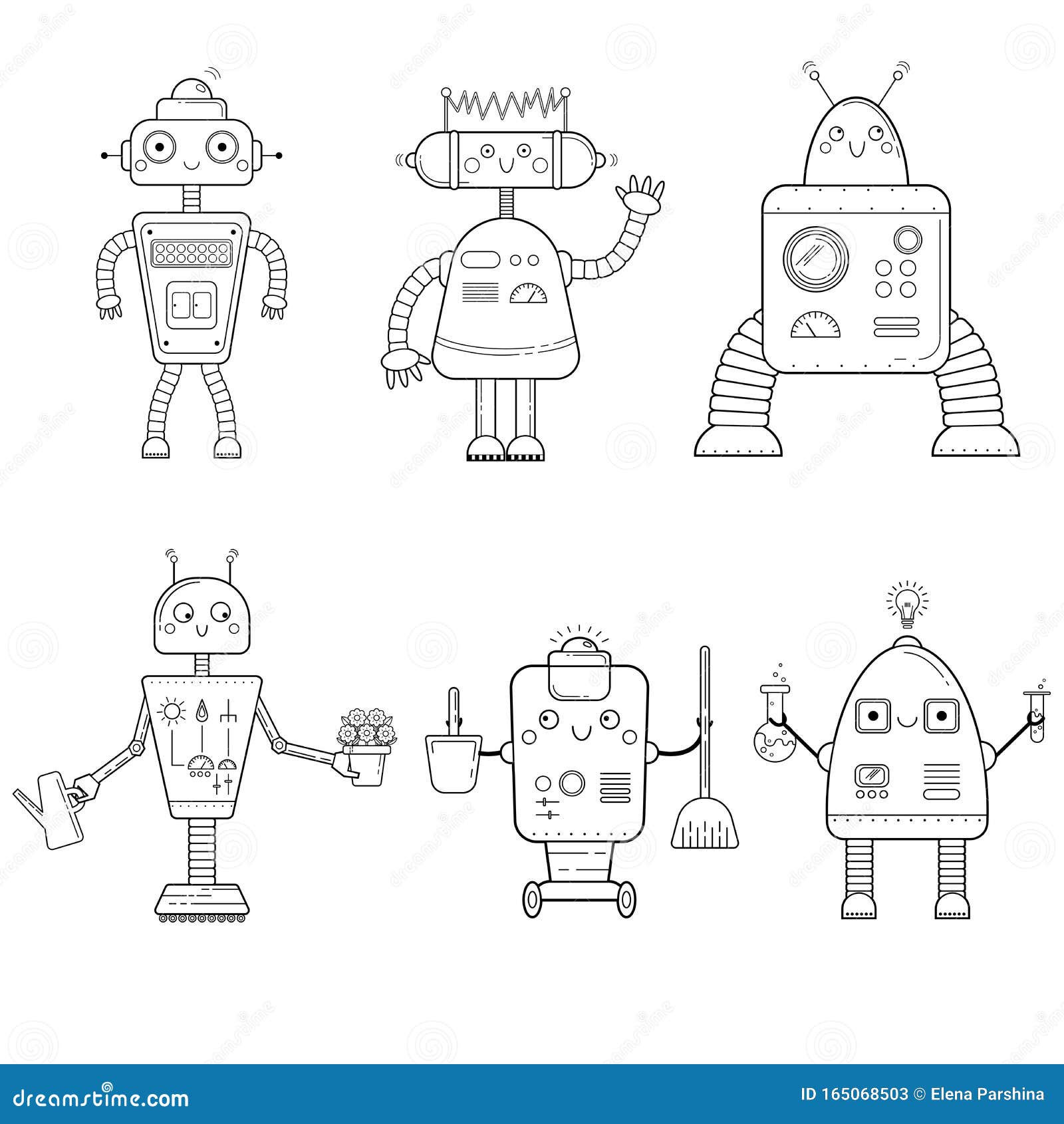 Esquema De Página De Color De Los Robots De Dibujos Animados Conjunto De Vectores Para Niños Ilustración del Vector - Ilustración de negro, limpiador: 165068503 Esquema De Página De Color De Los Robots De Dibujos Animados Conjunto De Vectores Para Niños Ilustración del Vector - Ilustración de negro, limpiador: 165068503