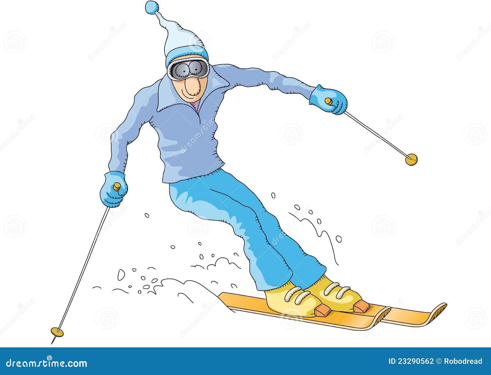 Ilustración chistosa de un esquiador