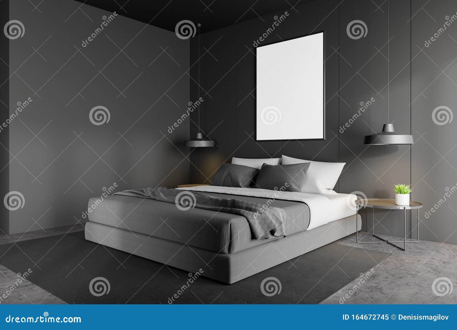 Esquina De Dormitorio Principal Gris Minimalista Con Afiche Stock De Ilustracion Ilustracion De Minimalista Afiche 164672745