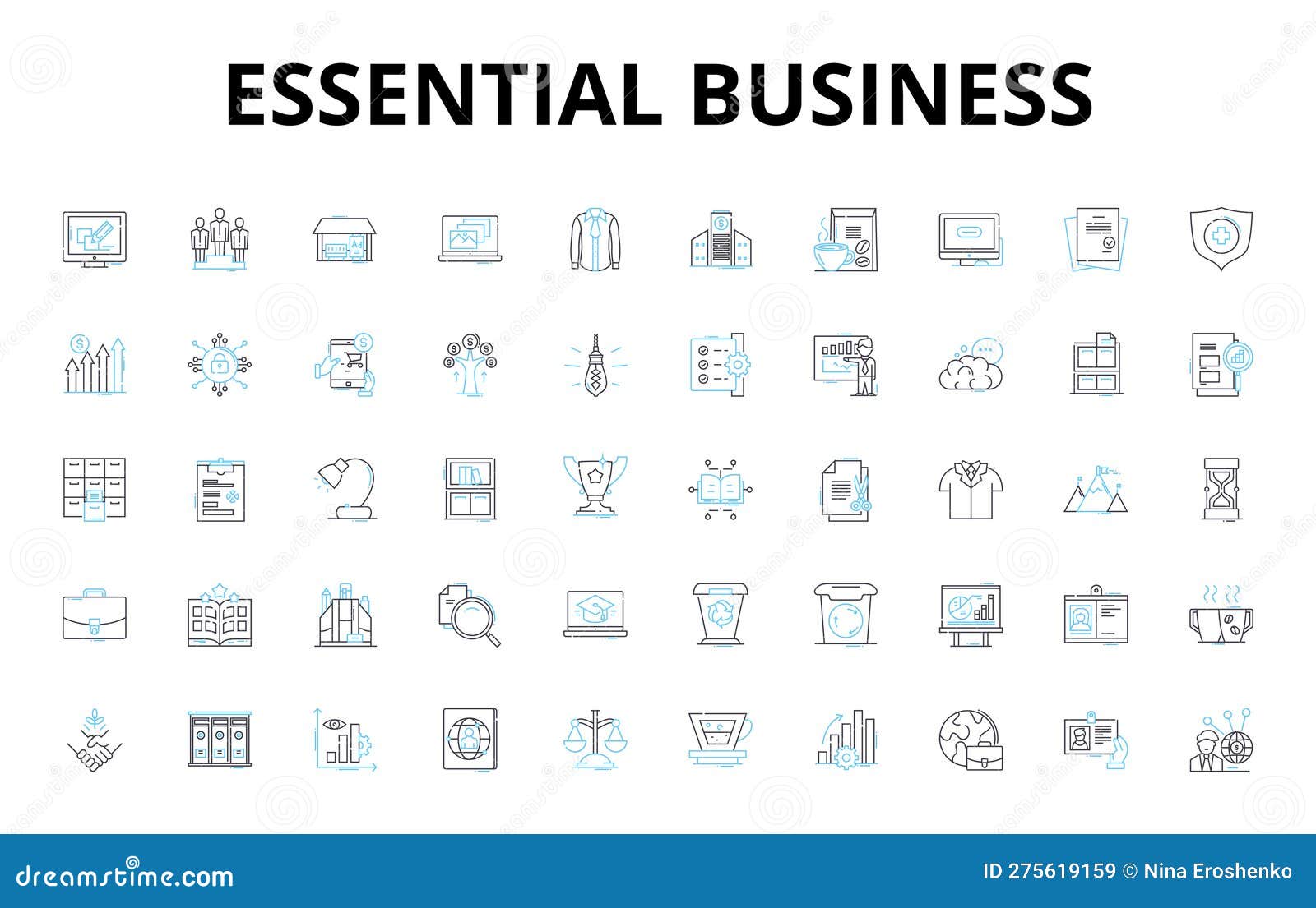 essential business linear icons set. essentiality, vitality, indispensable, imperative, crucial, vital, integral 