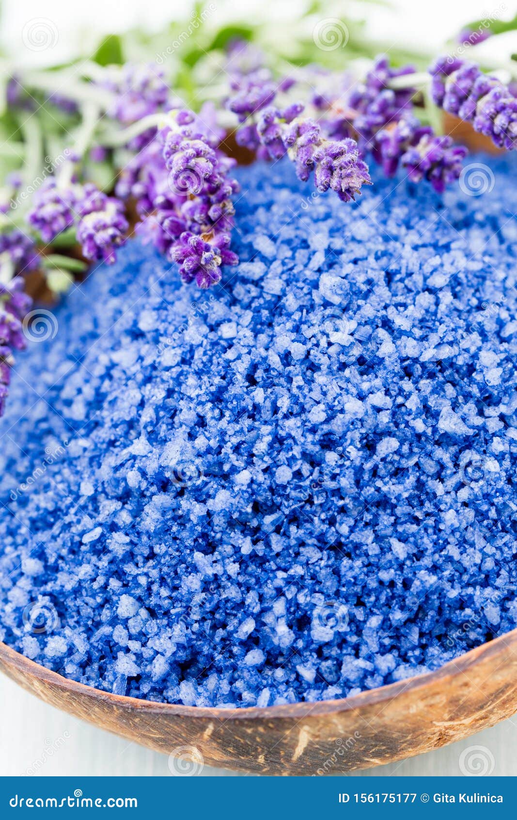 Essential Lavender Salt with Flowers Top View Stock Image Image of