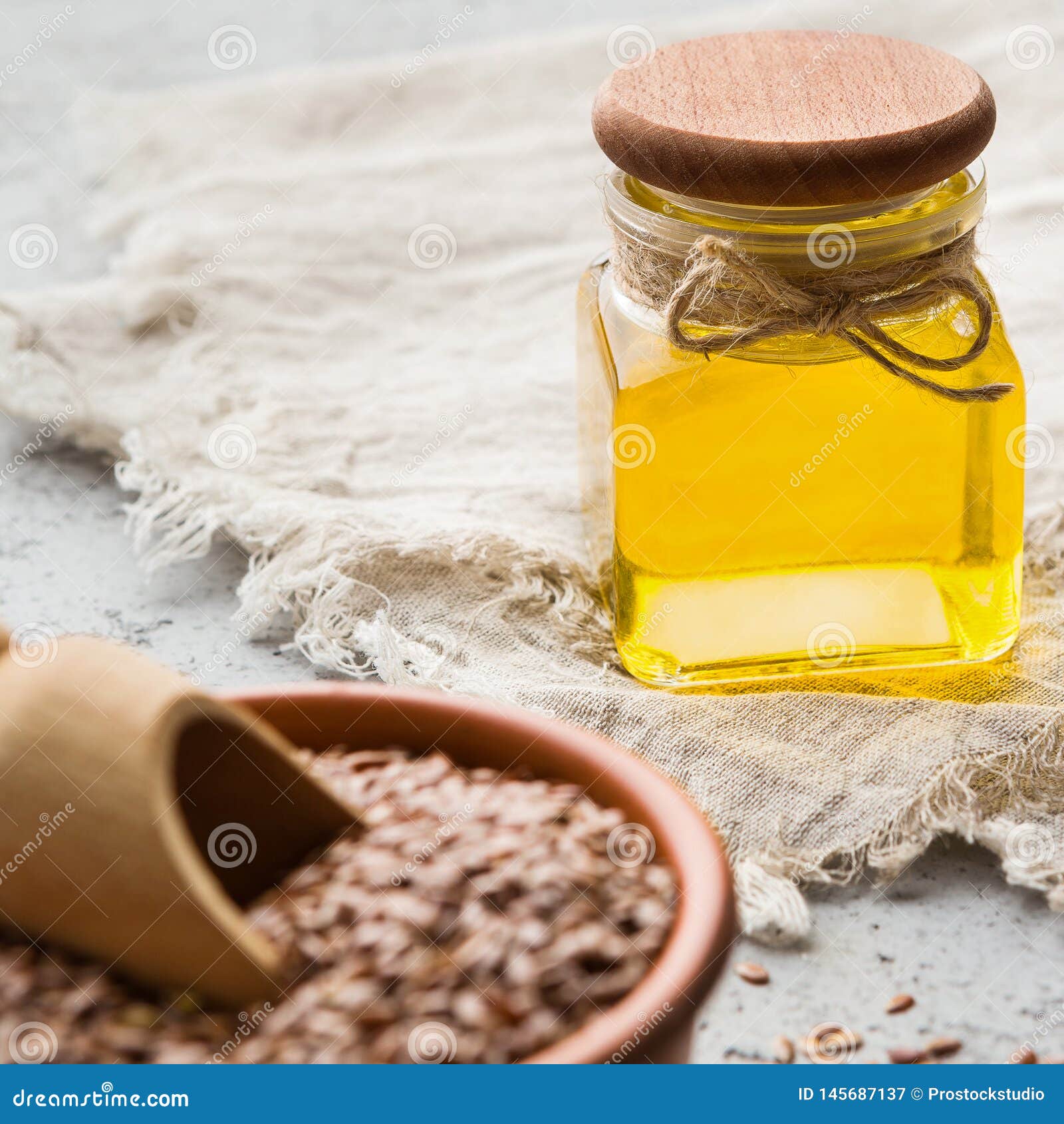Essential linseed oil stock image. Image of background 145687137