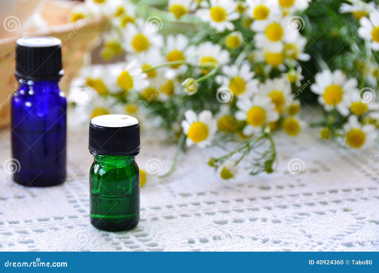 Essential Oils with Chamomile Stock Photo Image of herbs, towel 40924360