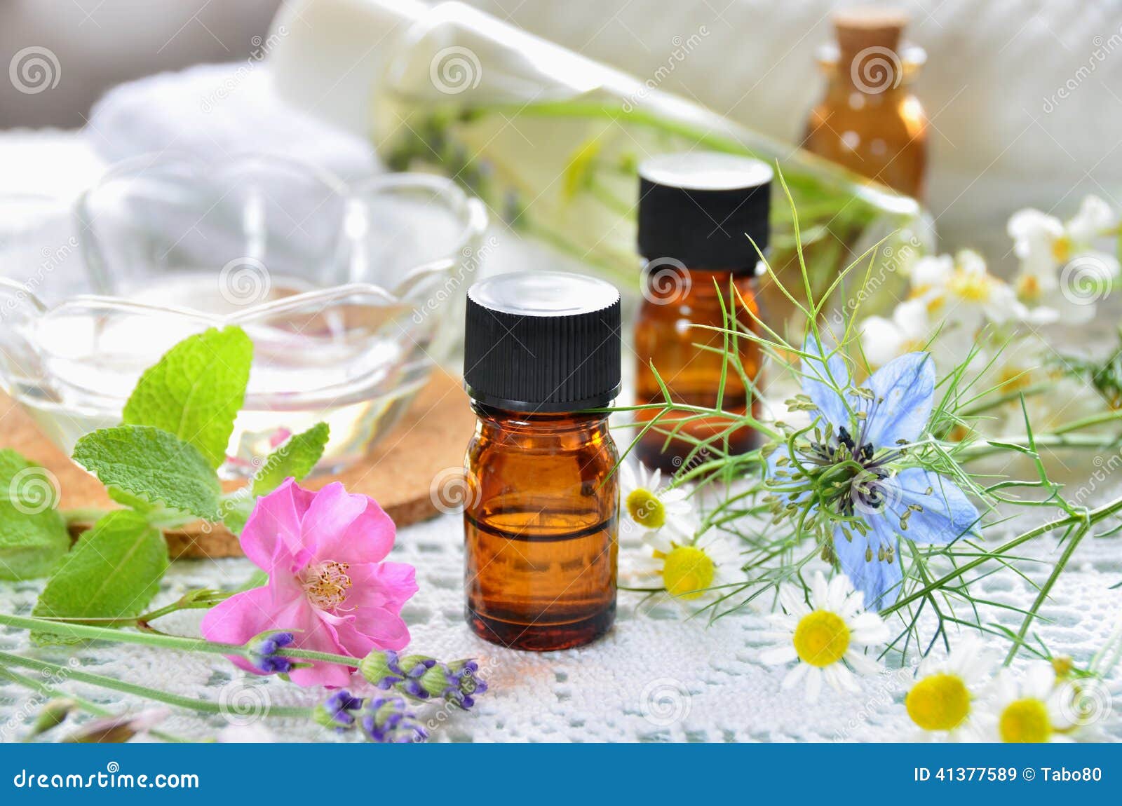 essential oils and herbal cosmetics