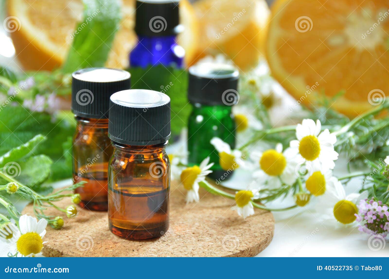 Essential Oils with Herbs and Fruits Stock Image Image of alternative
