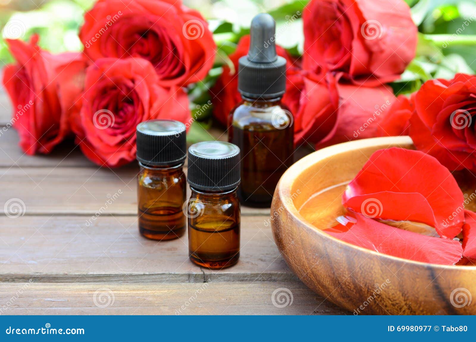 Essential Oils with Red Roses Stock Image Image of aromatherapy