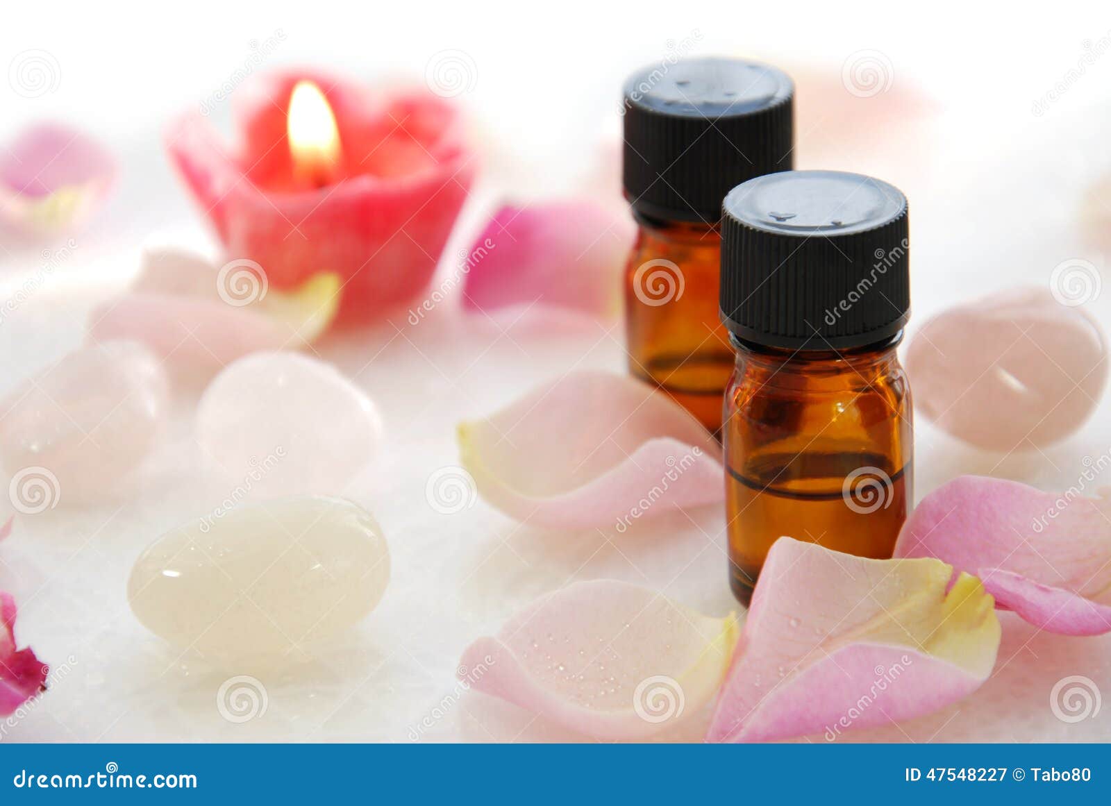 Essential Oils with Rose Candle Stock Image Image of bottles, bath